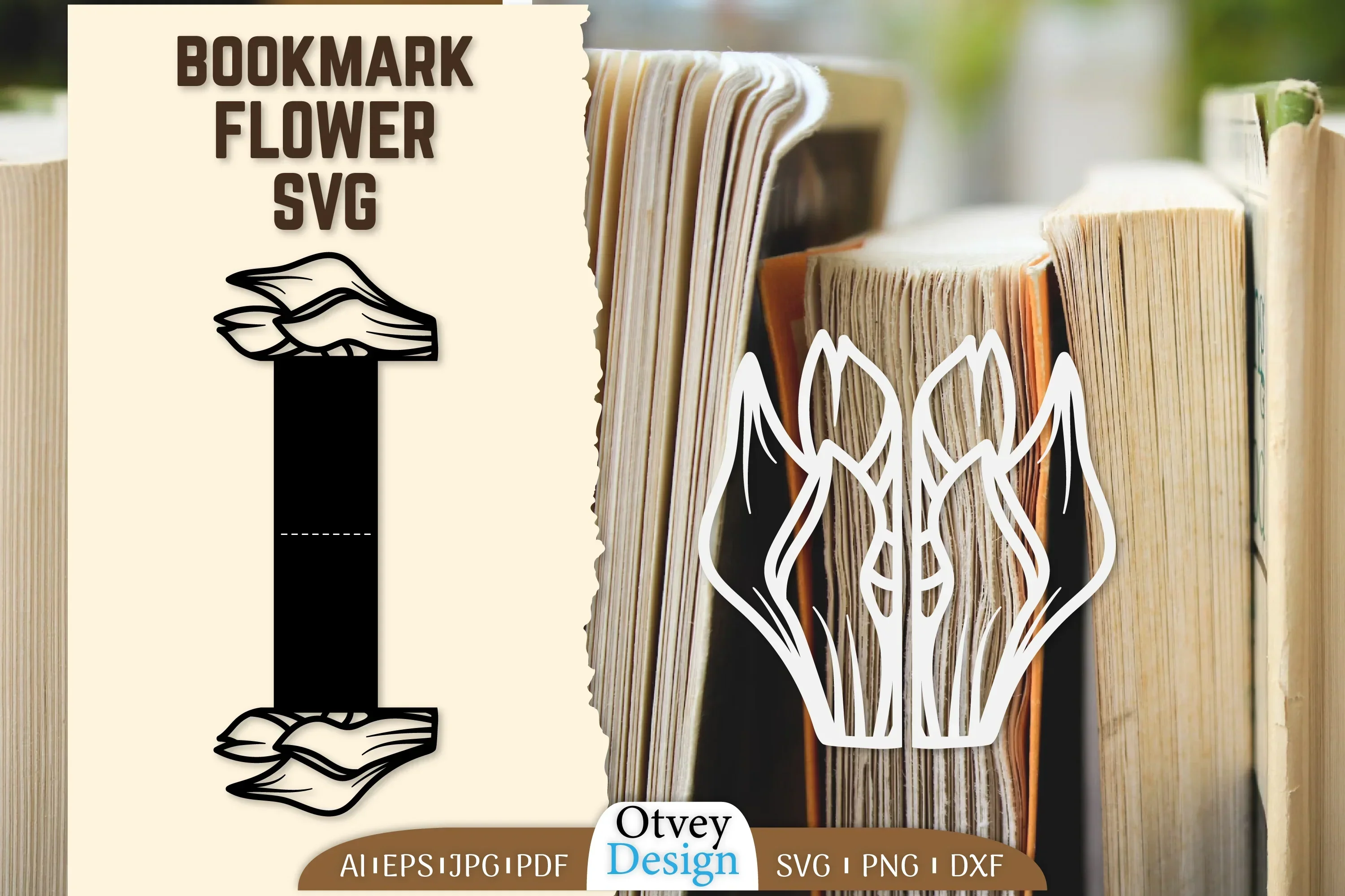 Cutout Flower Bookmark SVG Bundle
