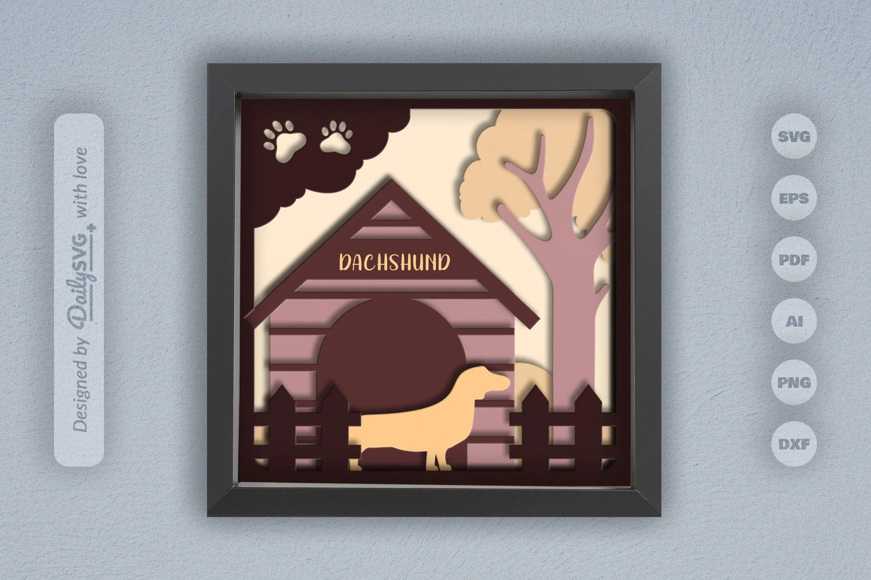 Dachshund Dog House Papercut SVG Bundle - Image 3