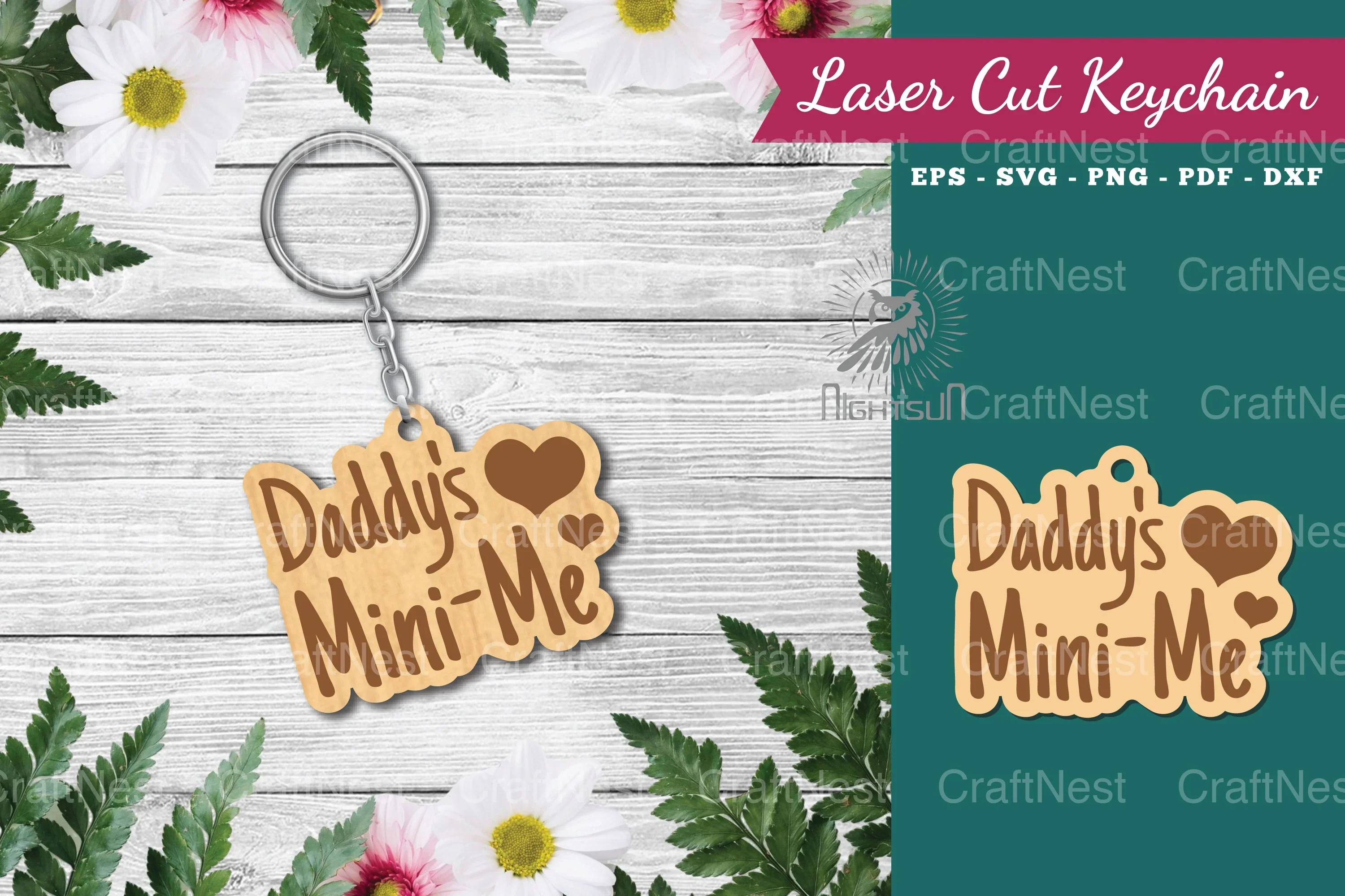 Daddy's Mini Me Laser Cut Keychain Design Bundle