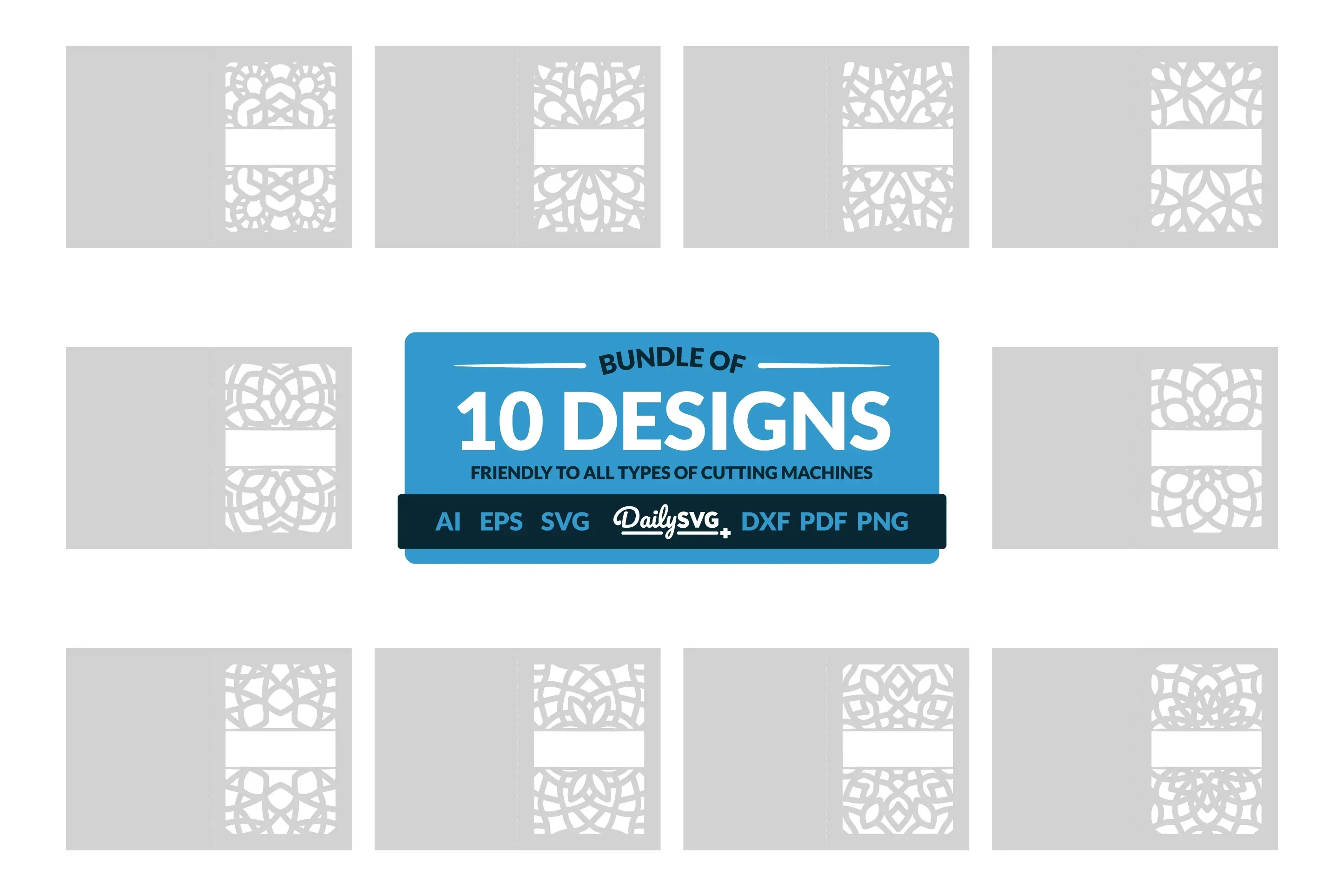 Daily Mandala Split Greeting Card Papercut Clipart