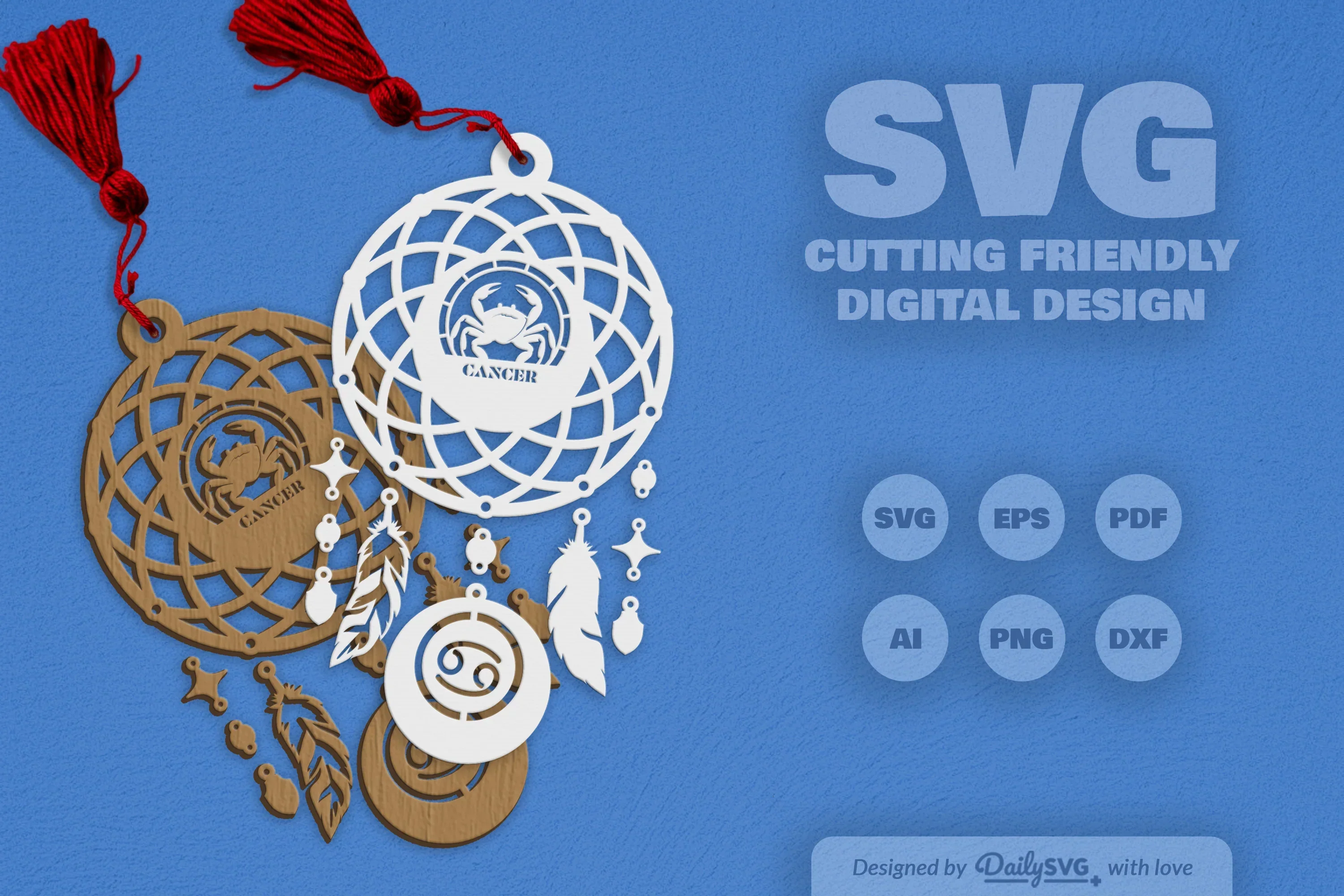 Daily SVG Bundles Cancer Dream Catcher Laser Cut Clipart Set - Image 8