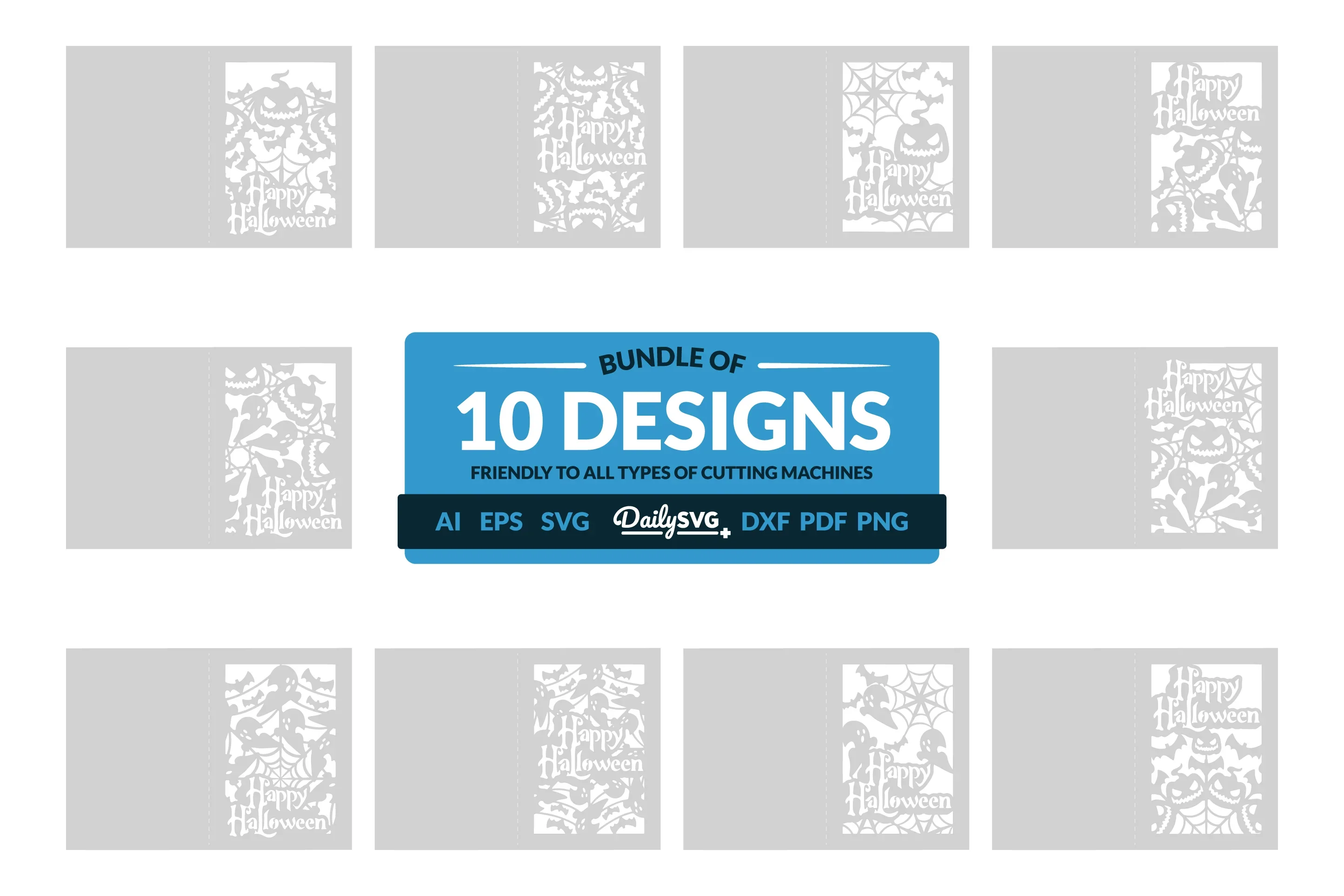 Daily SVG Bundles: Happy Halloween Greeting Card Clipart