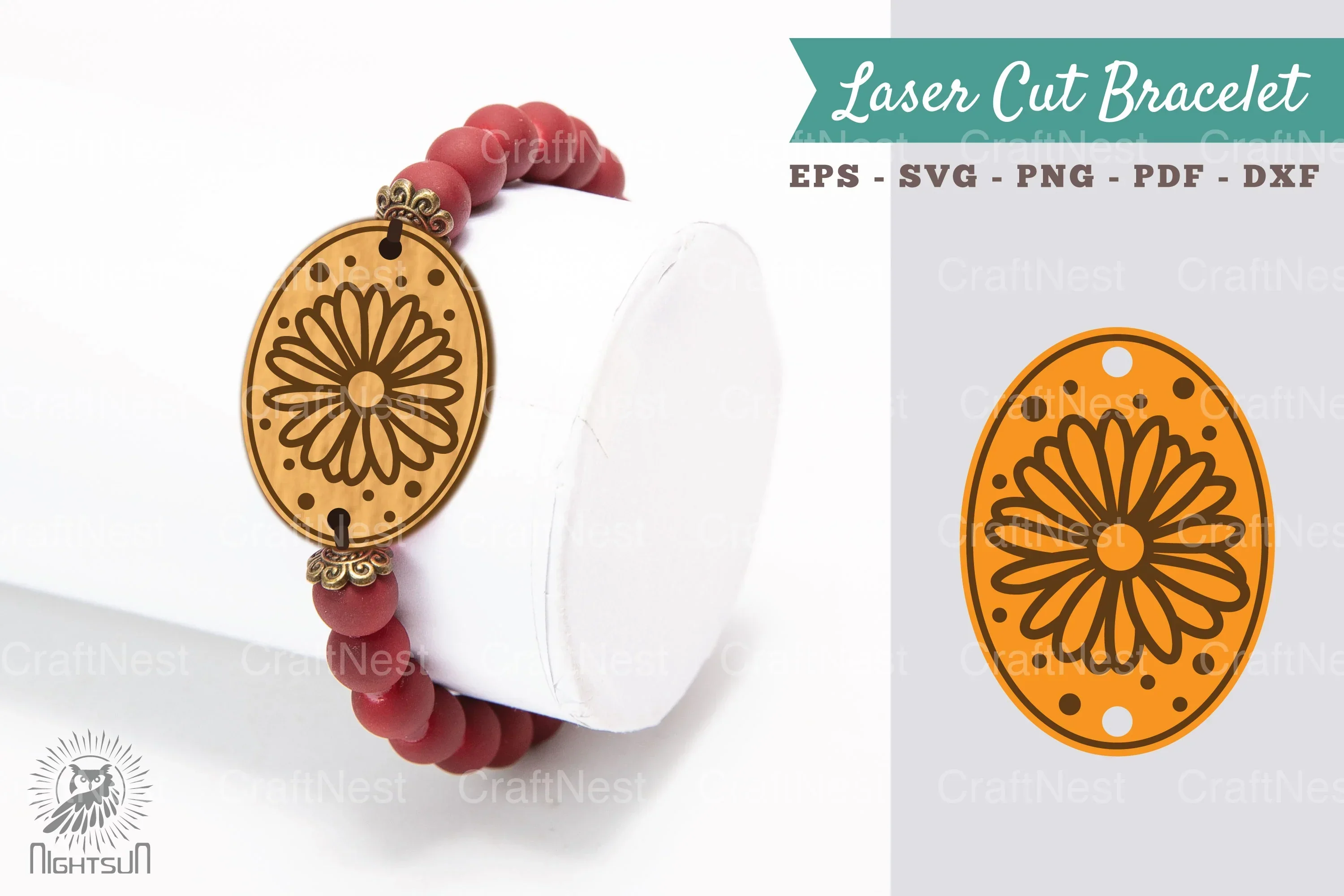 Daisy Flower Laser Cut Bracelet SVG Bundle