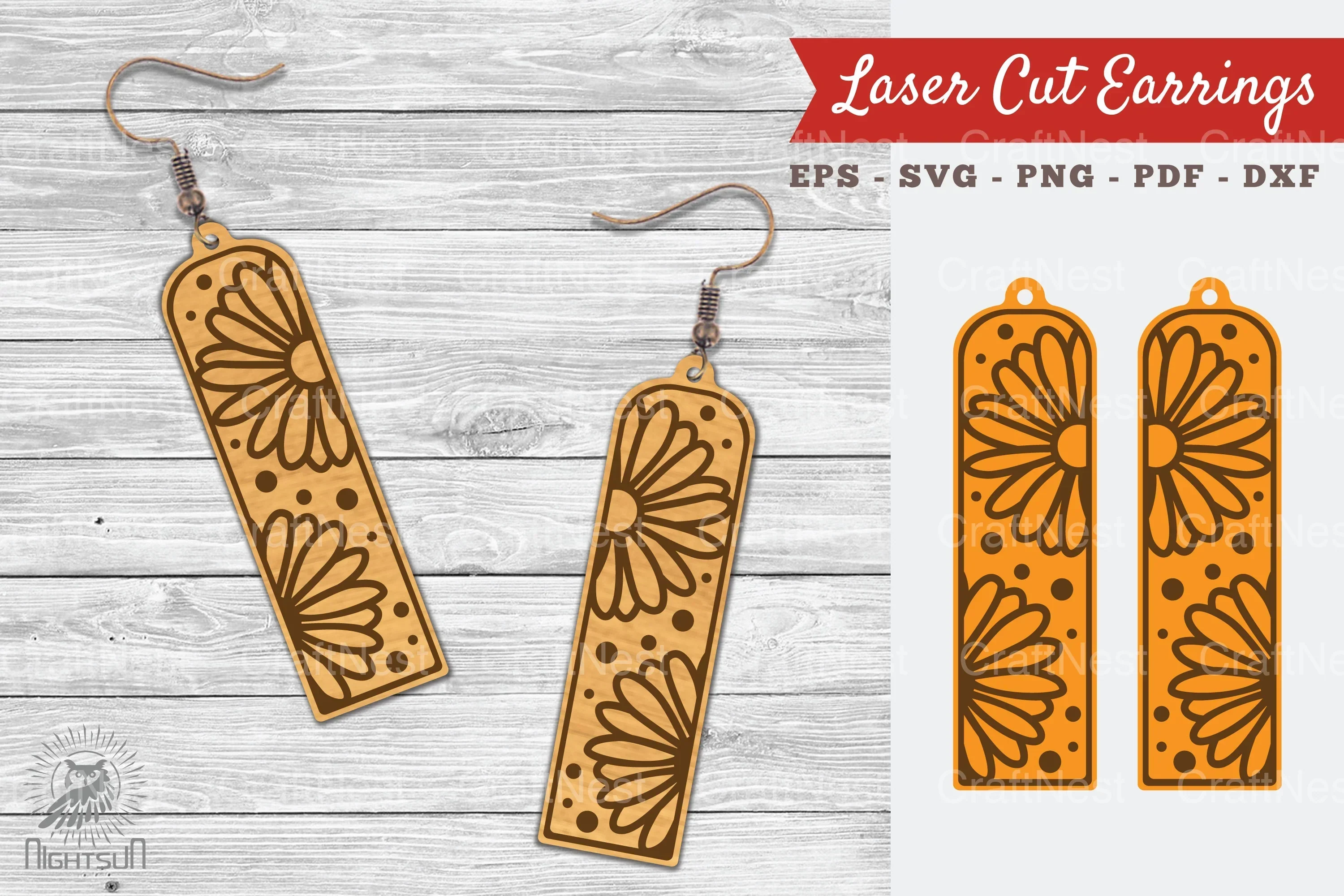 Daisy Flower Laser Cut Earrings SVG Bundle