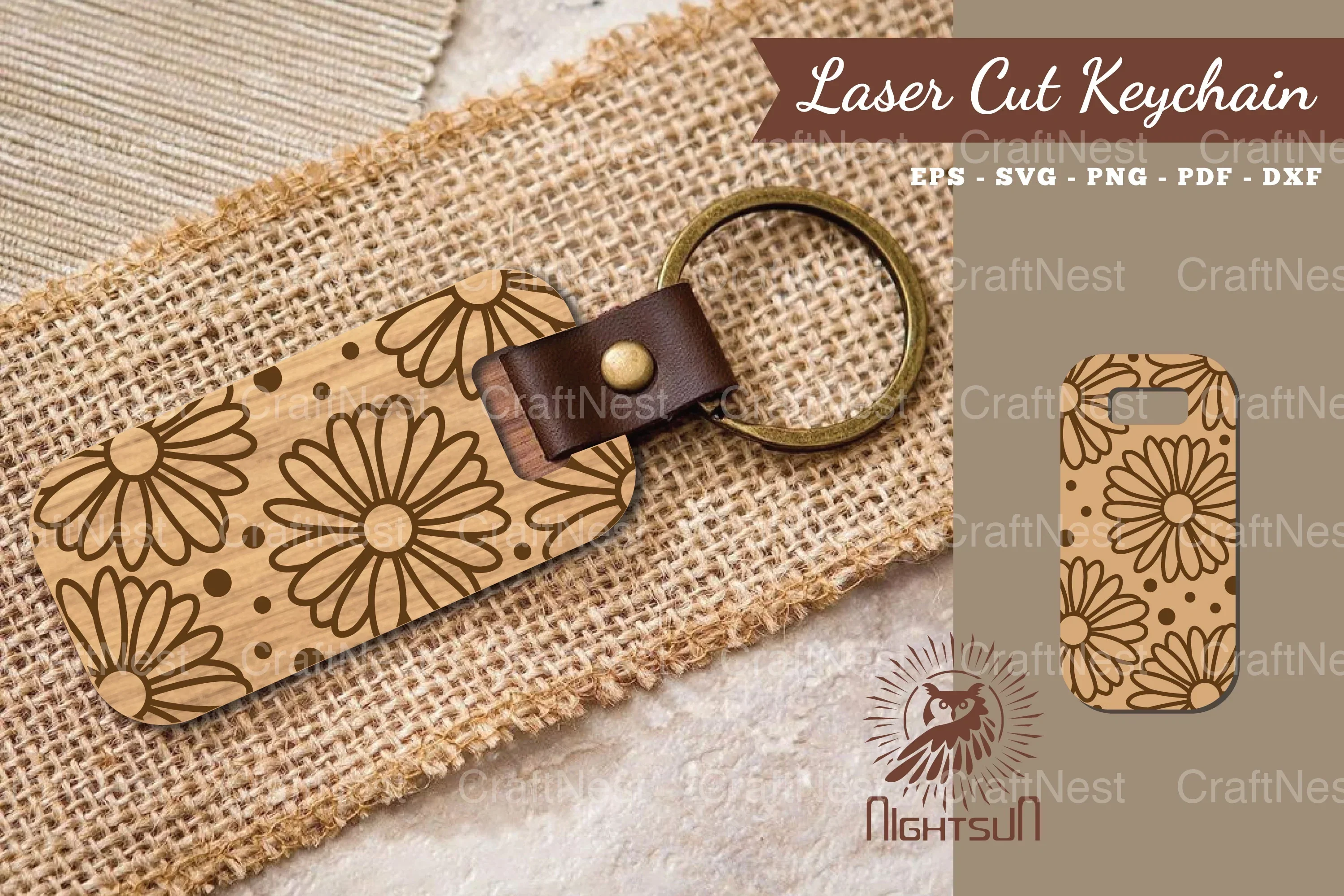 Daisy Flowers Laser Cut Keychain Design Bundle