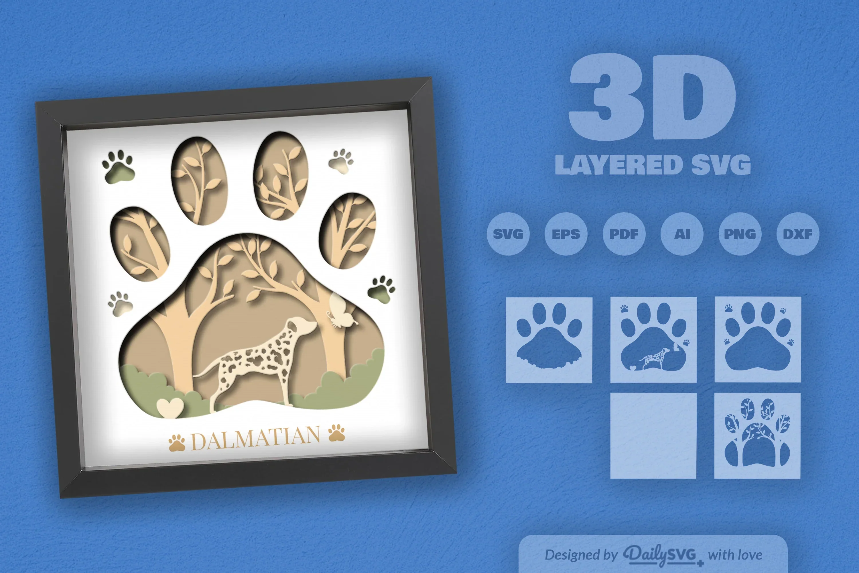 Dalmatian Dog Breed Papercut SVG Bundle - Image 2
