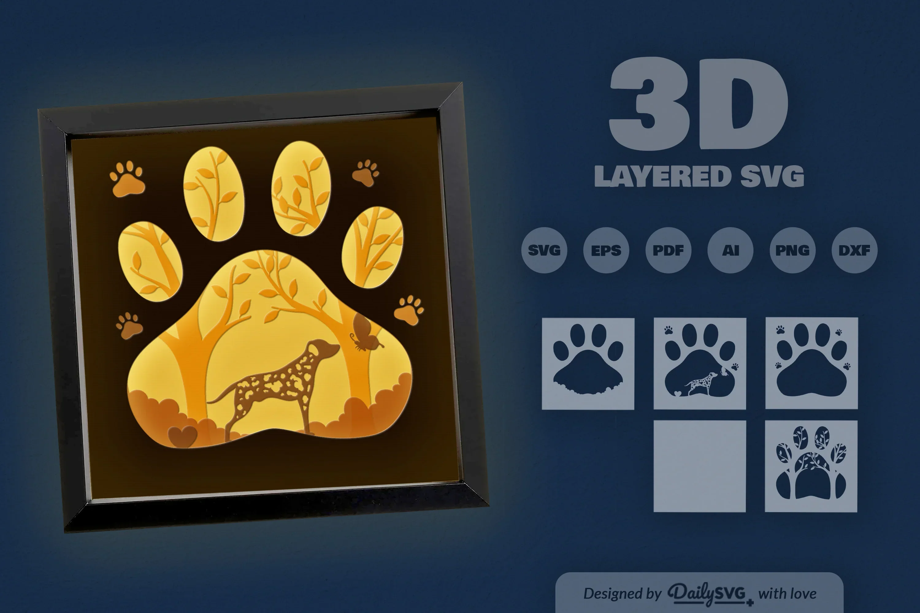 Dalmatian Dog Breed Papercut SVG Bundle - Image 3