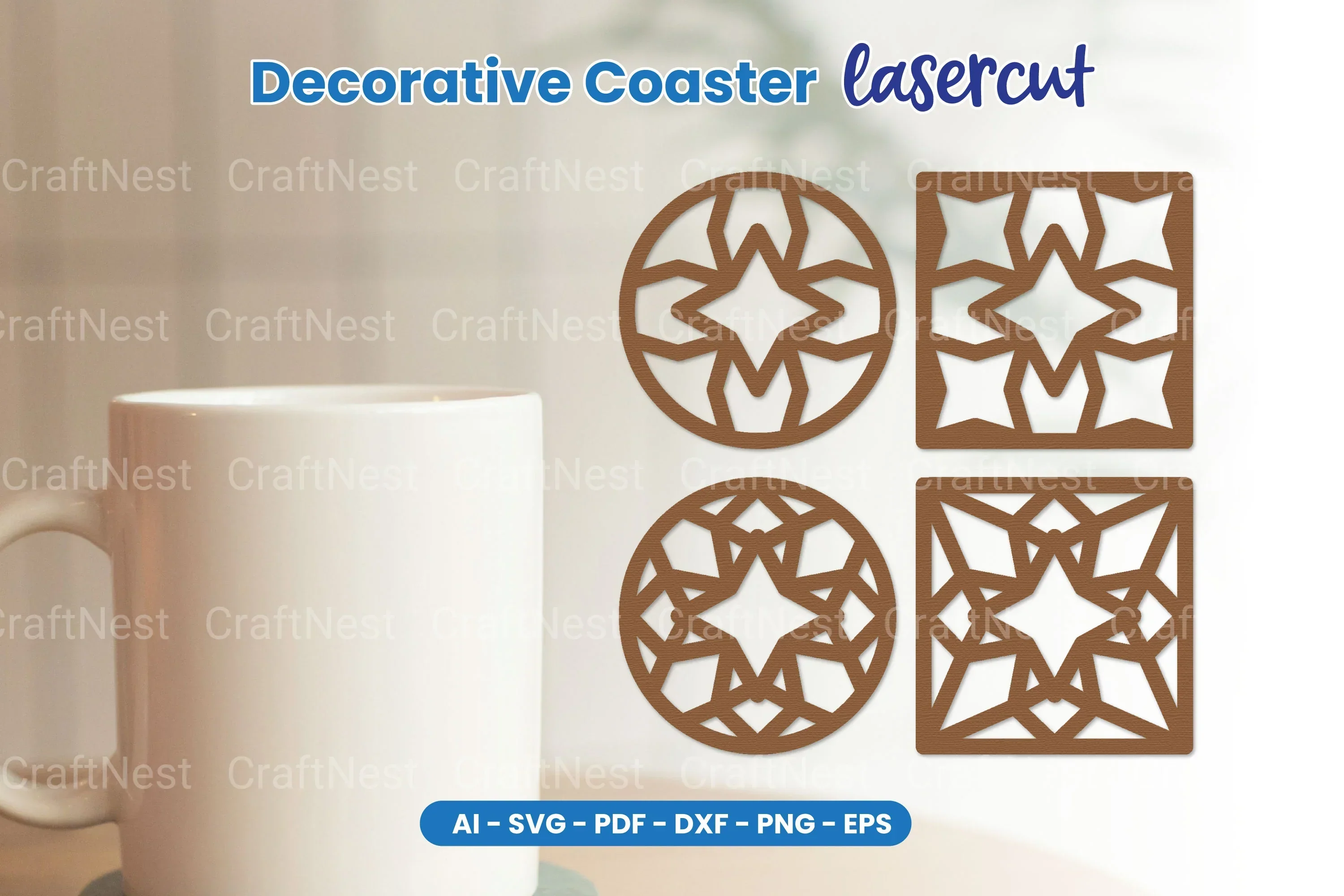 Decorative Coaster Lasercut SVG Bundle