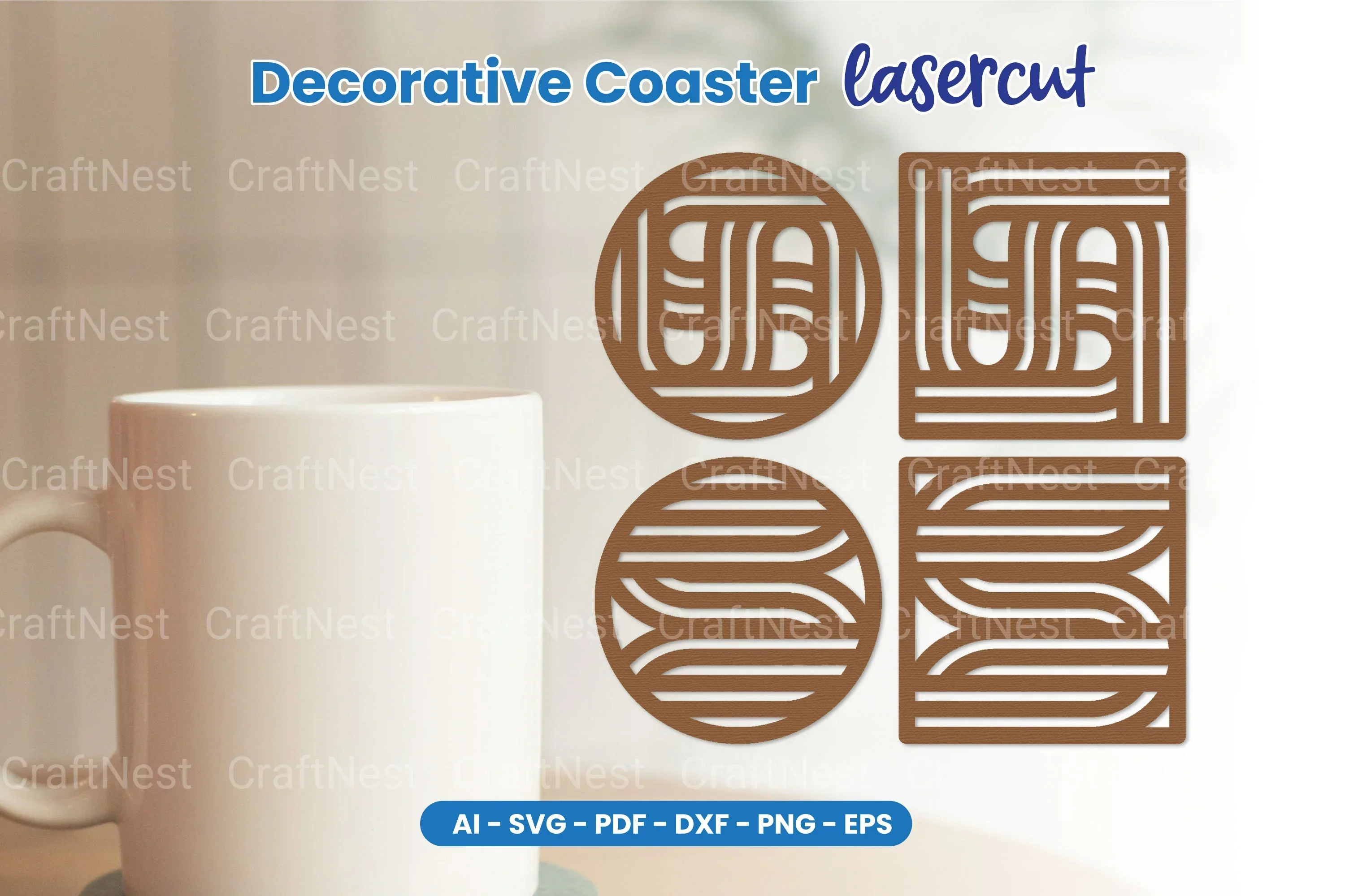 Decorative Coaster Lasercut SVG Bundle