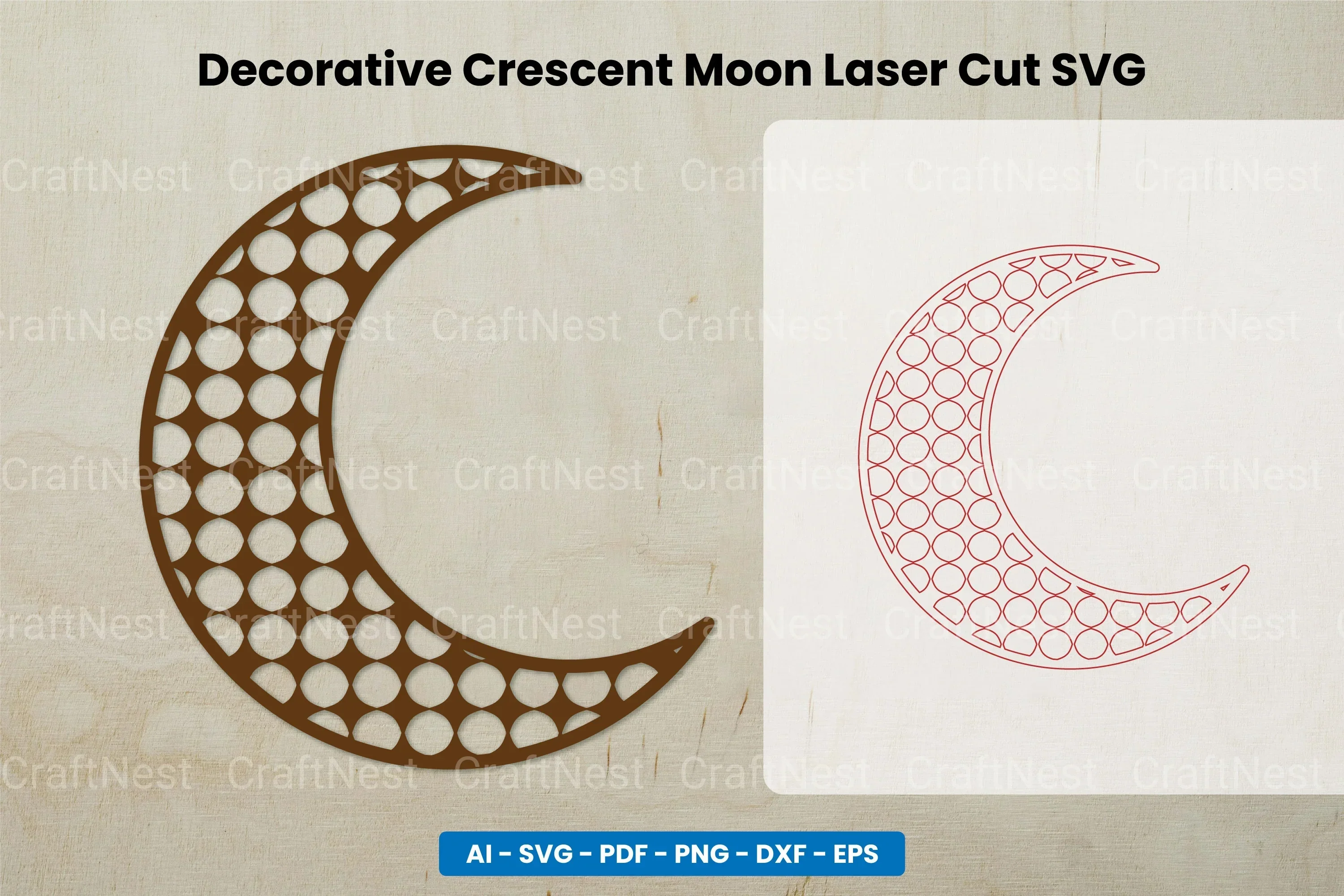 Decorative Crescent Moon Laser Cut SVG Bundle