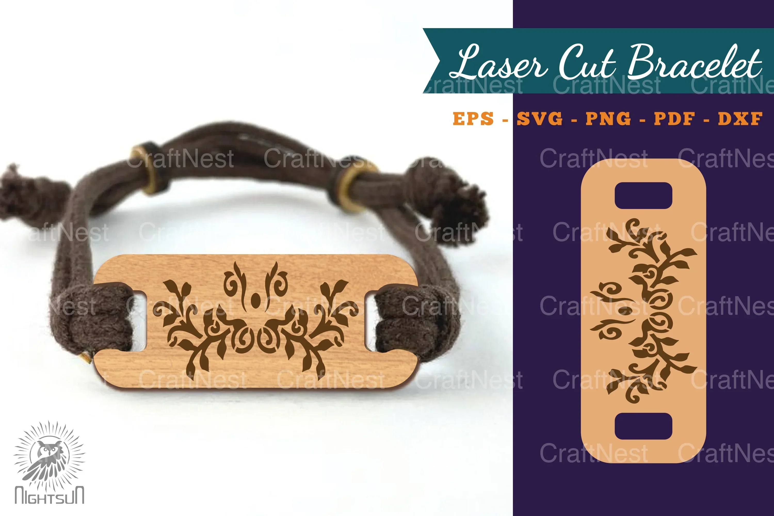 Decorative Floral Lasercut Bracelet Clipart Bundle