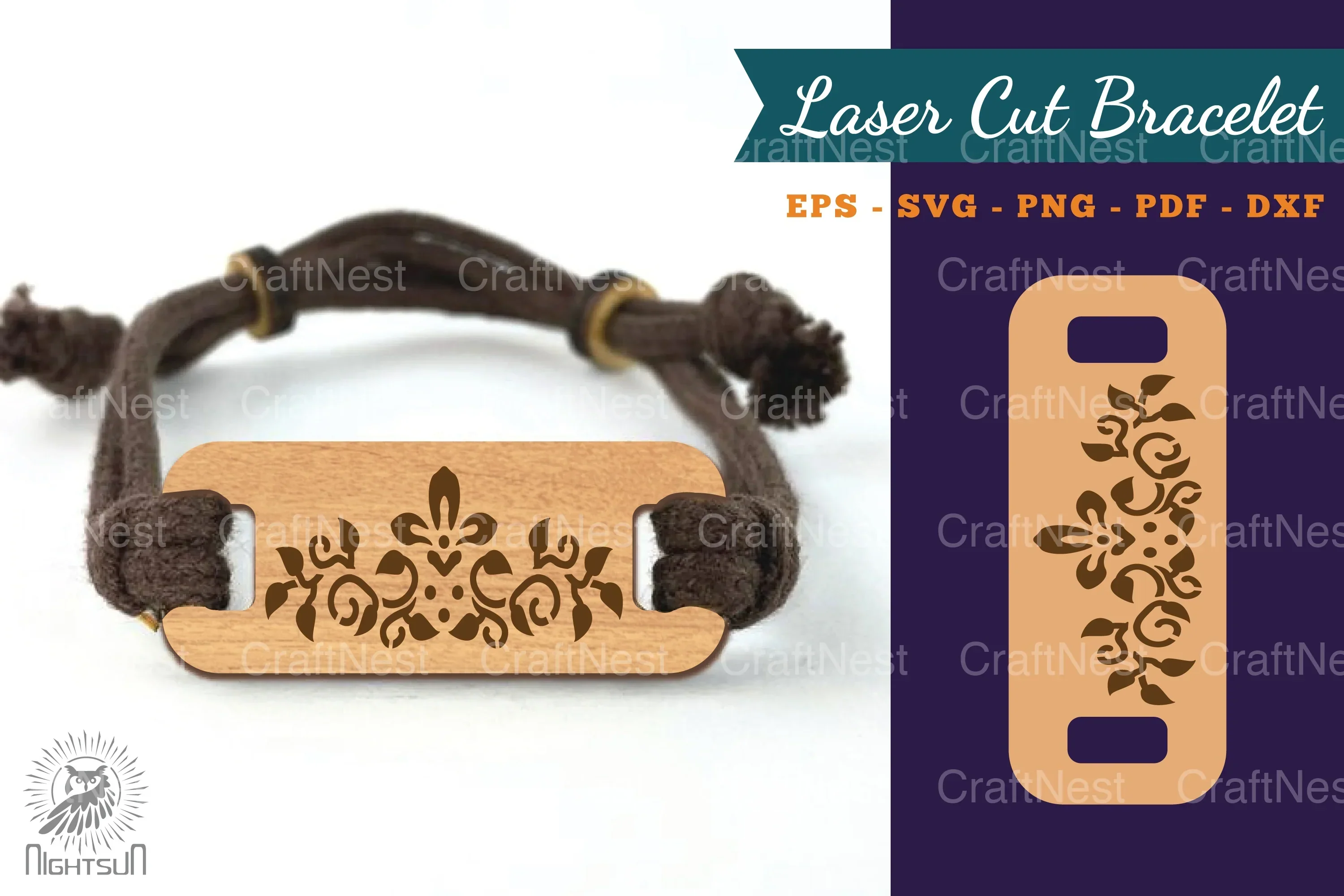 Decorative Floral Lasercut Bracelet Clipart Bundle