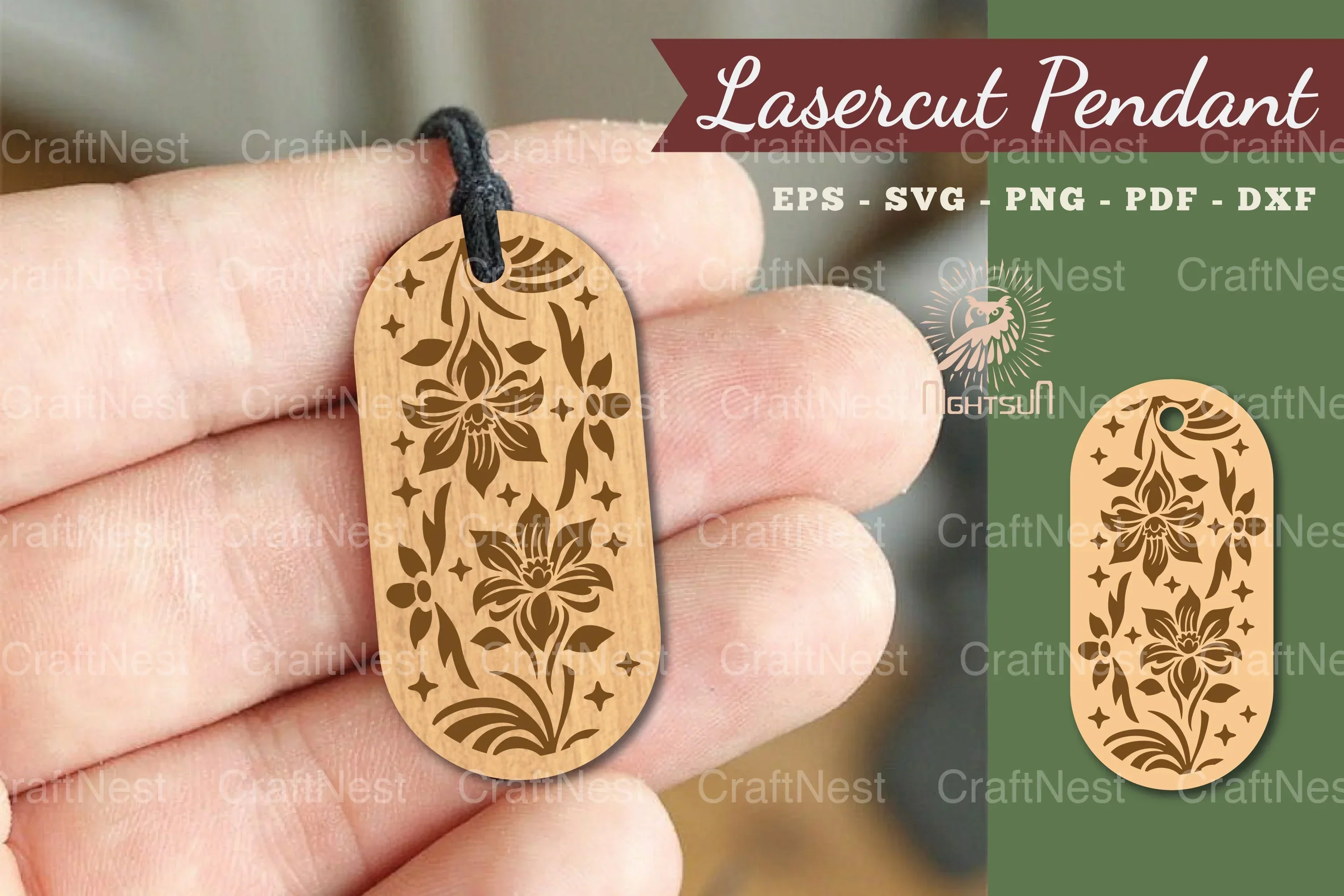 Decorative Floral Lasercut Pendant Clipart Bundle