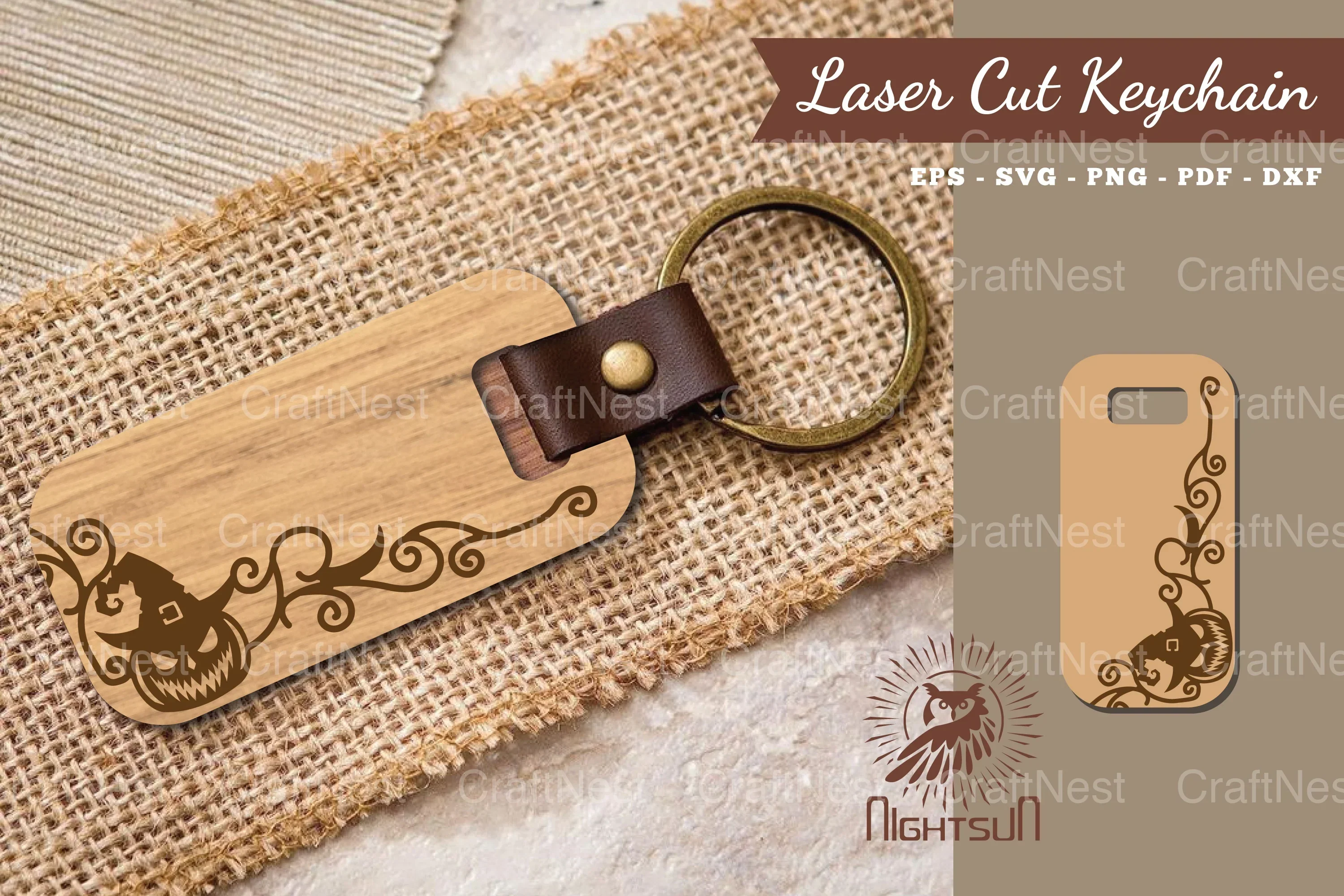 Decorative Halloween Laser Cut Keychain Clipart Bundle