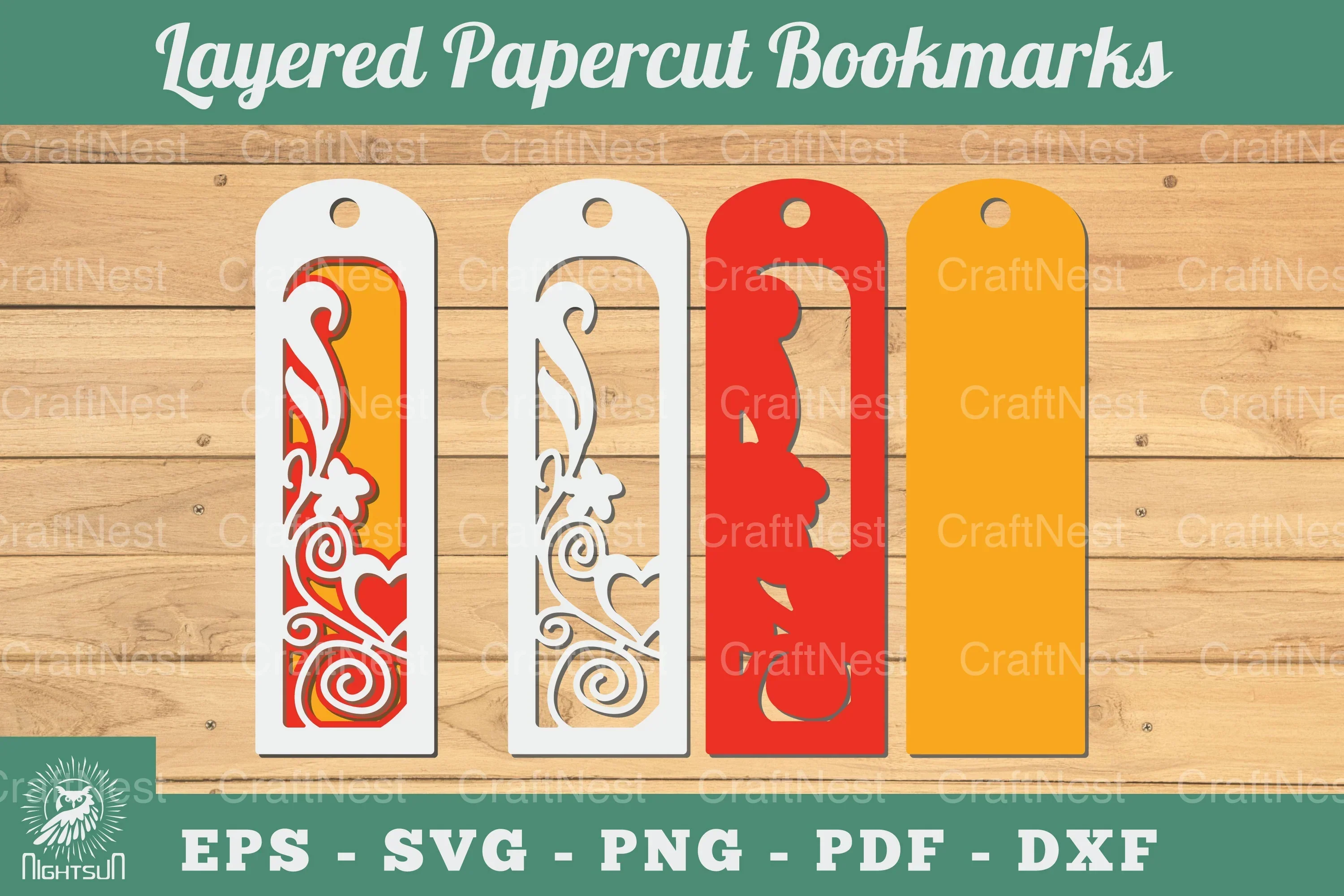 Decorative Heart 3D Papercut Bookmarks Clipart Bundle