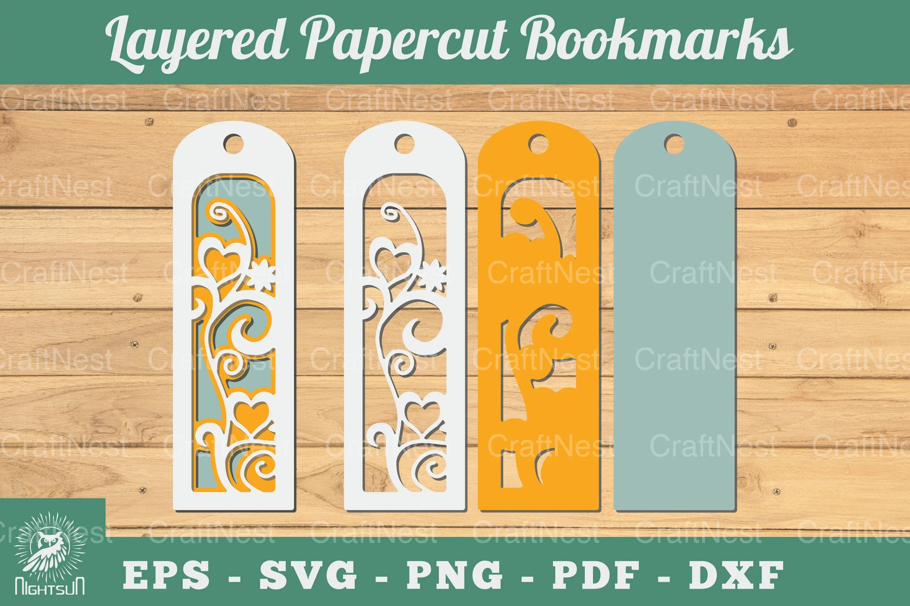 Decorative Heart 3D Papercut Bookmarks Clipart Bundle