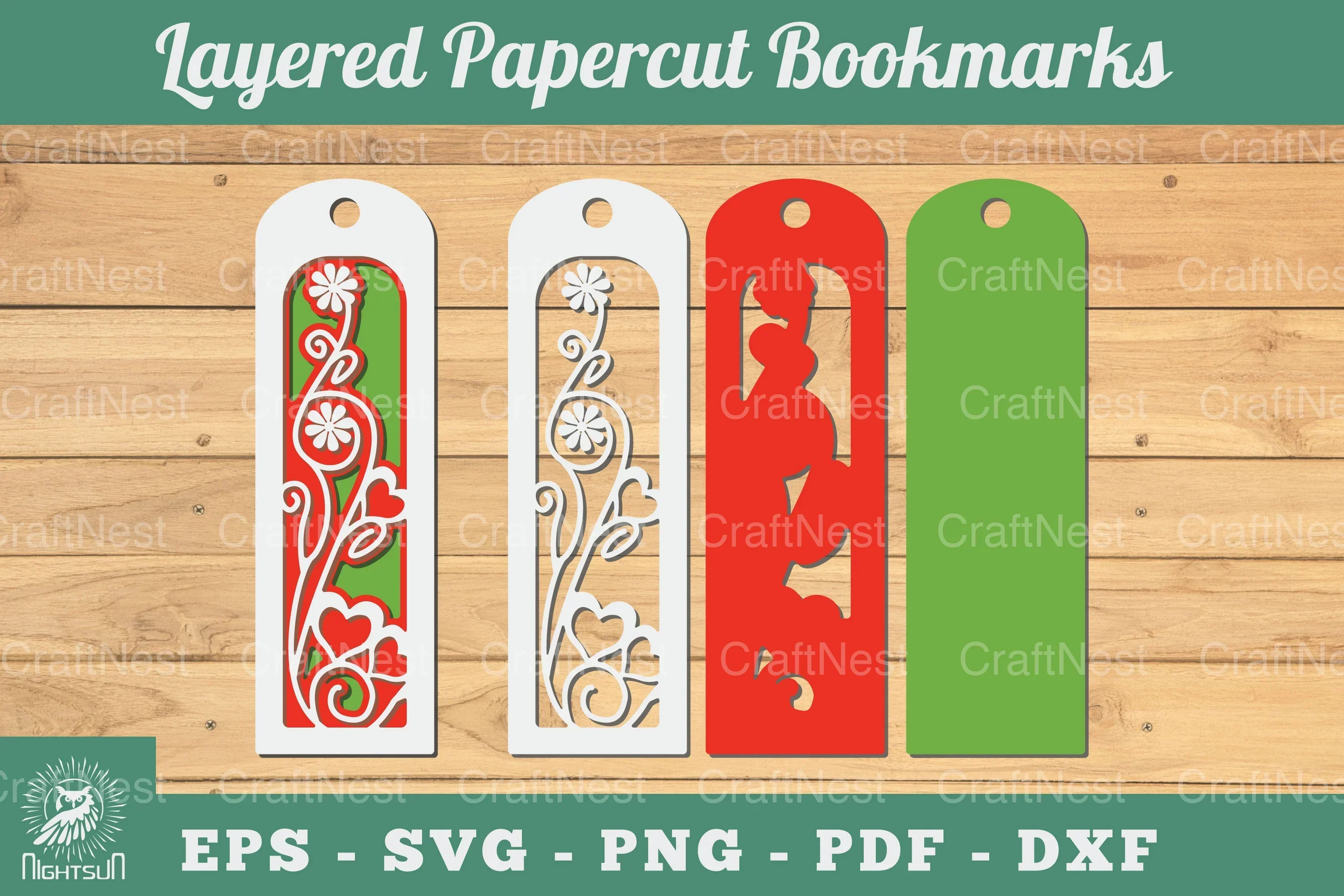 Decorative Heart 3D Papercut Bookmarks Clipart Bundle