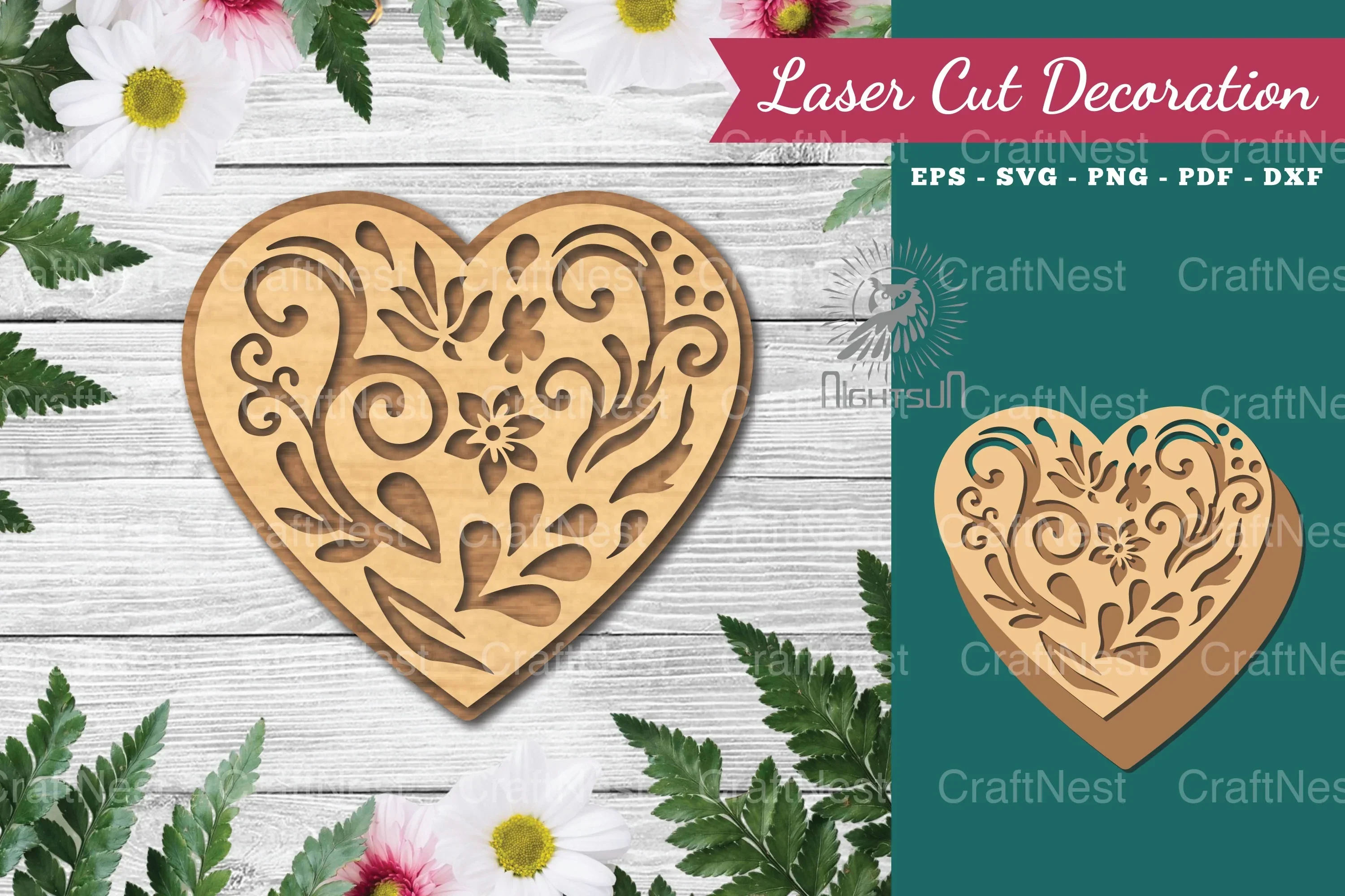 Decorative Heart Laser Cut Decoration Clipart Bundle