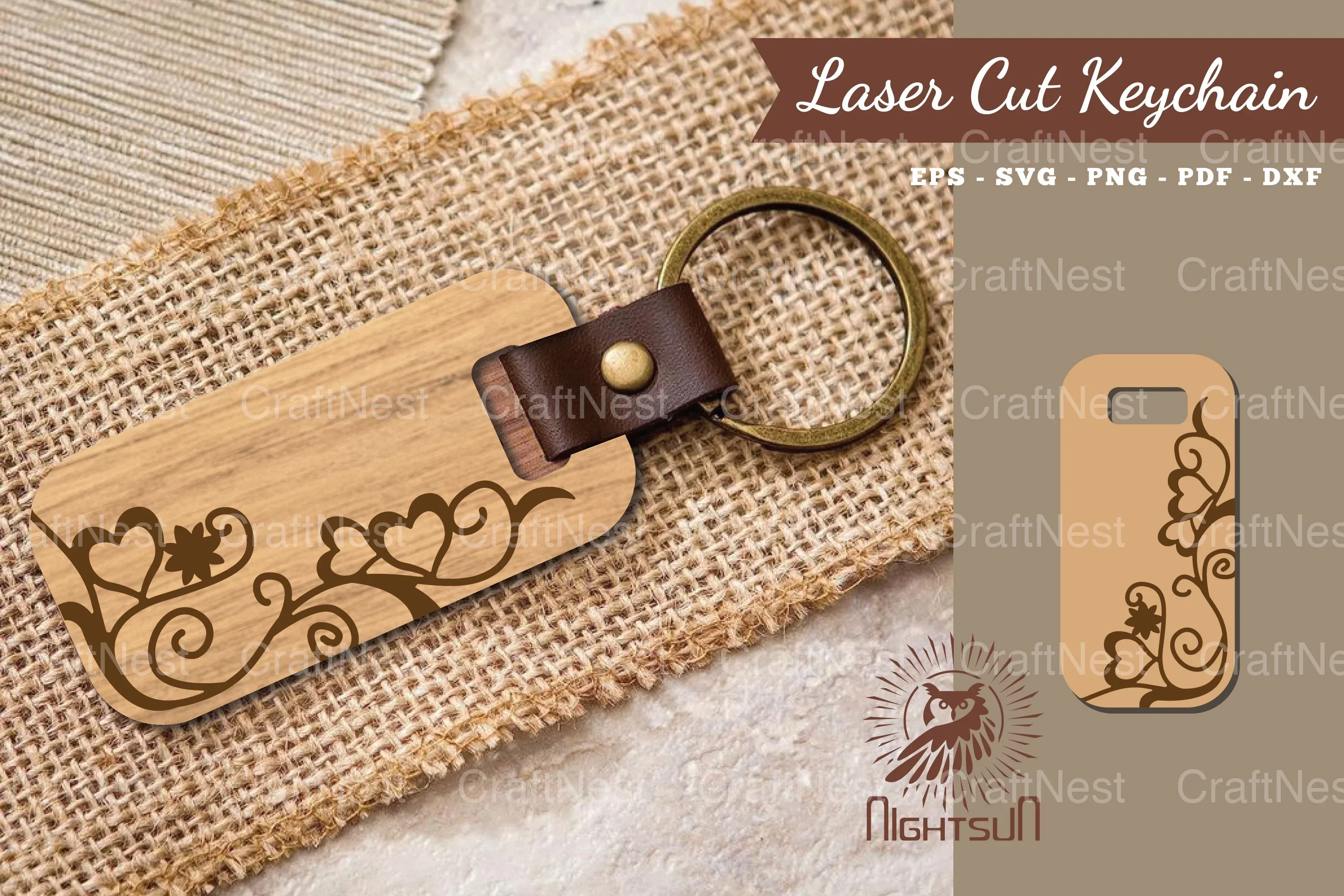Decorative Heart Laser Cut Keychain Clipart Bundle