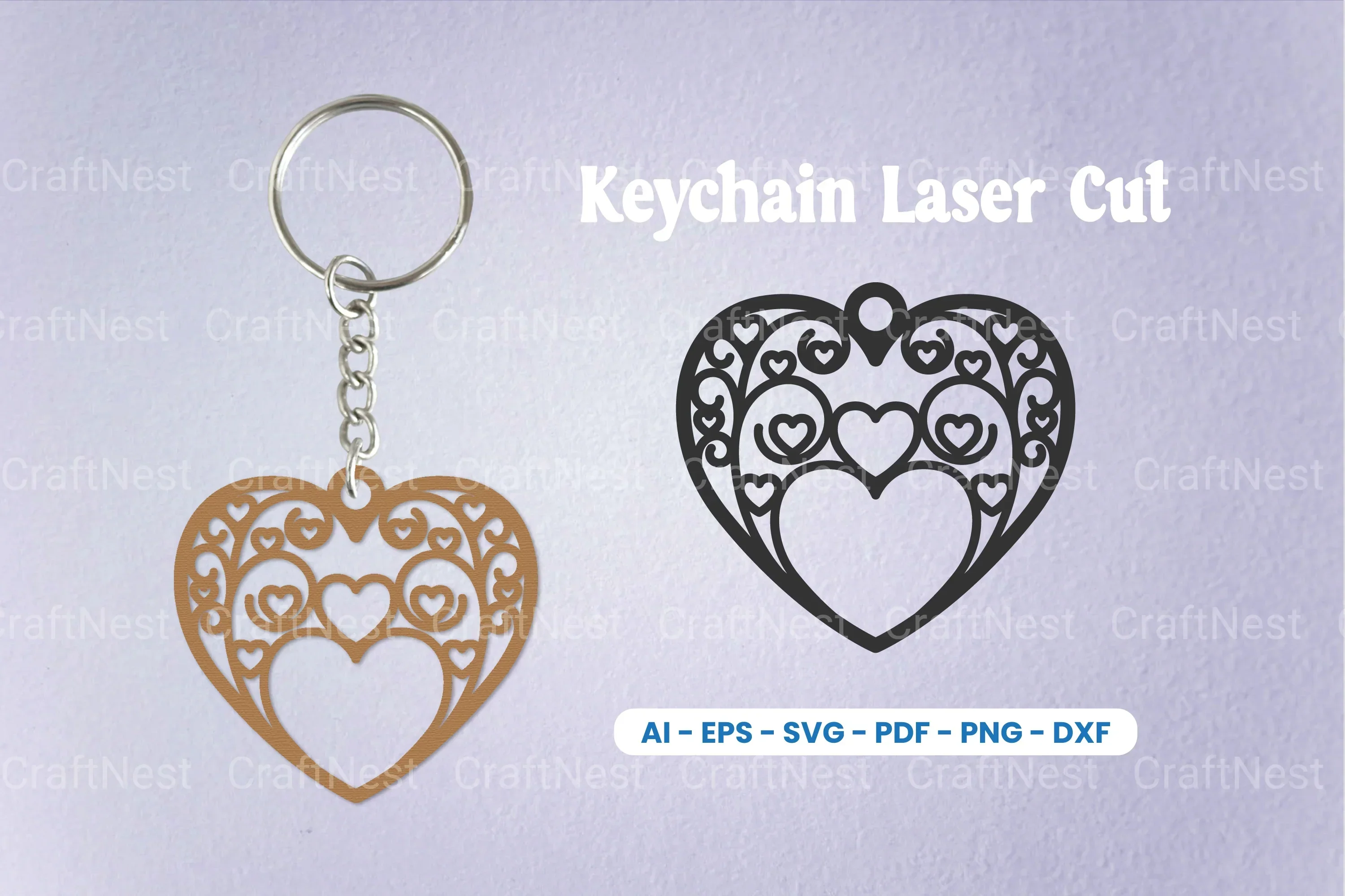 Decorative Heart Laser Cut Keychain SVG Bundle
