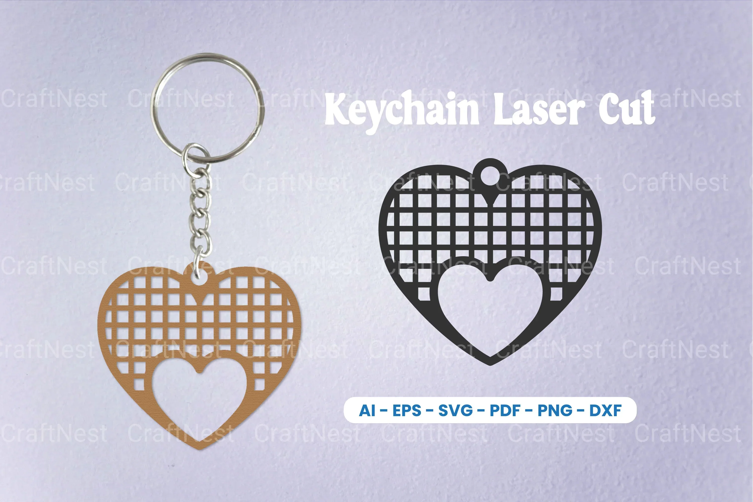 Decorative Heart Laser Cut Keychain SVG Bundle