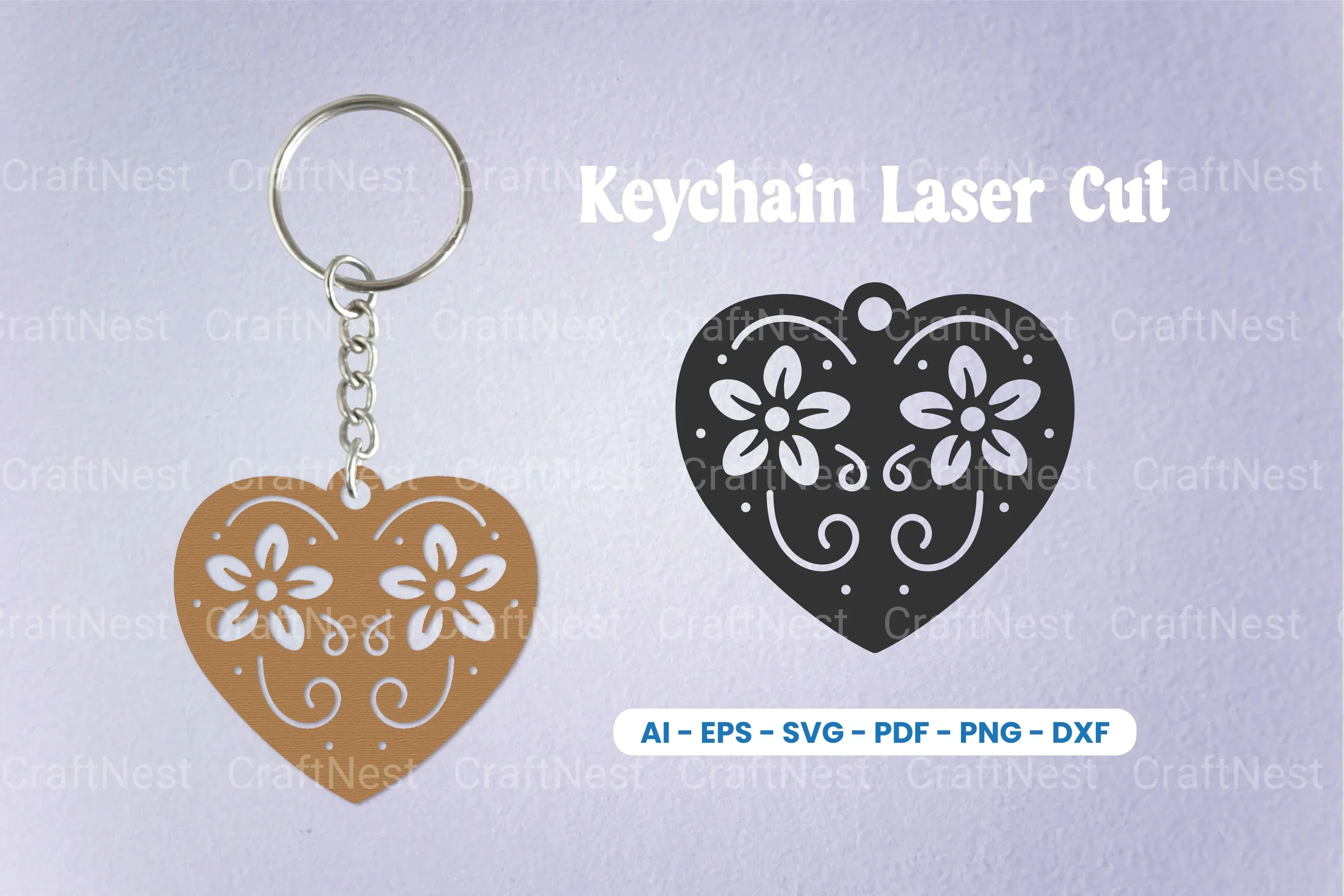 Decorative Heart Laser Cut Keychain SVG Bundle