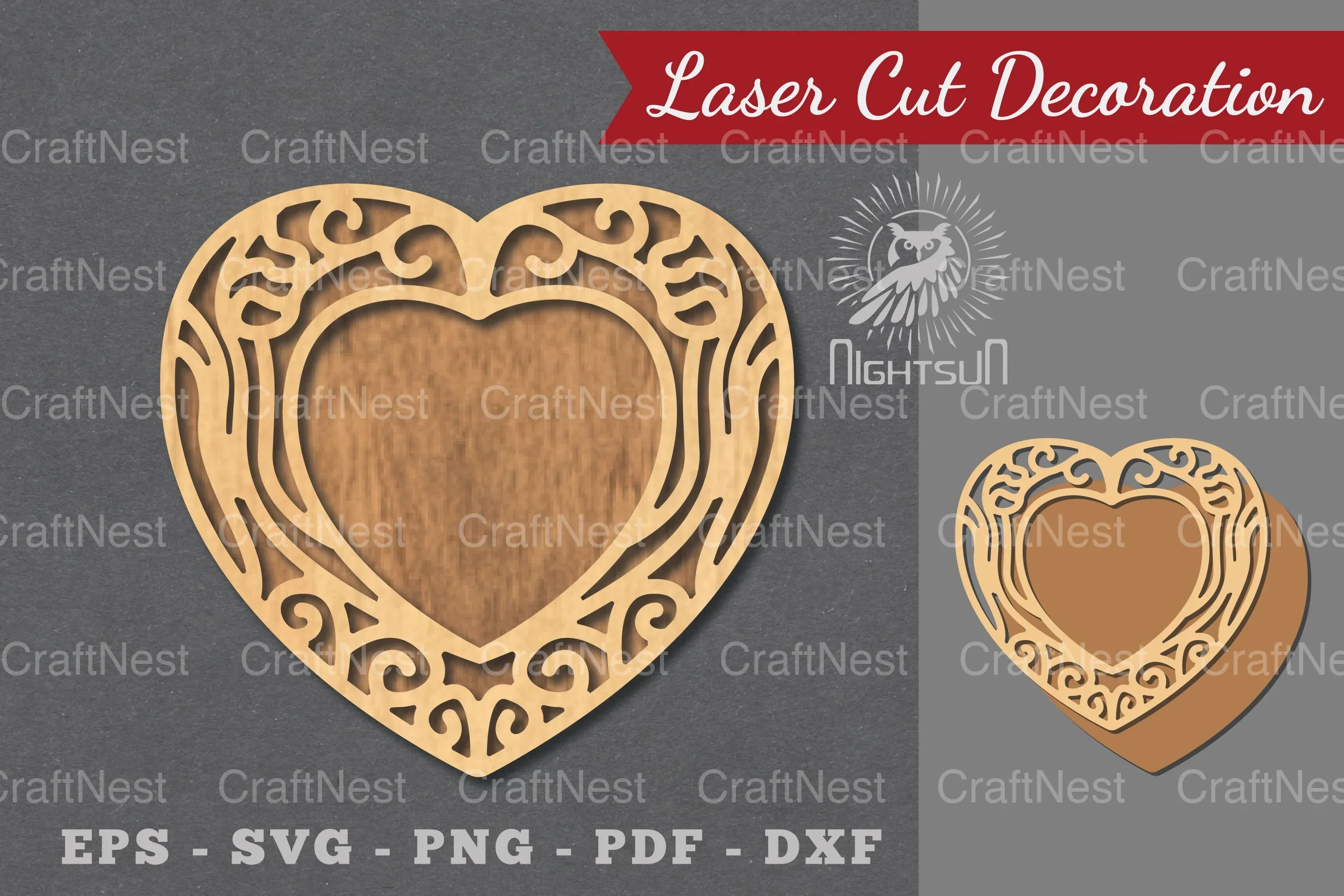 Decorative Heart Laser Cut Sign Clipart Bundle