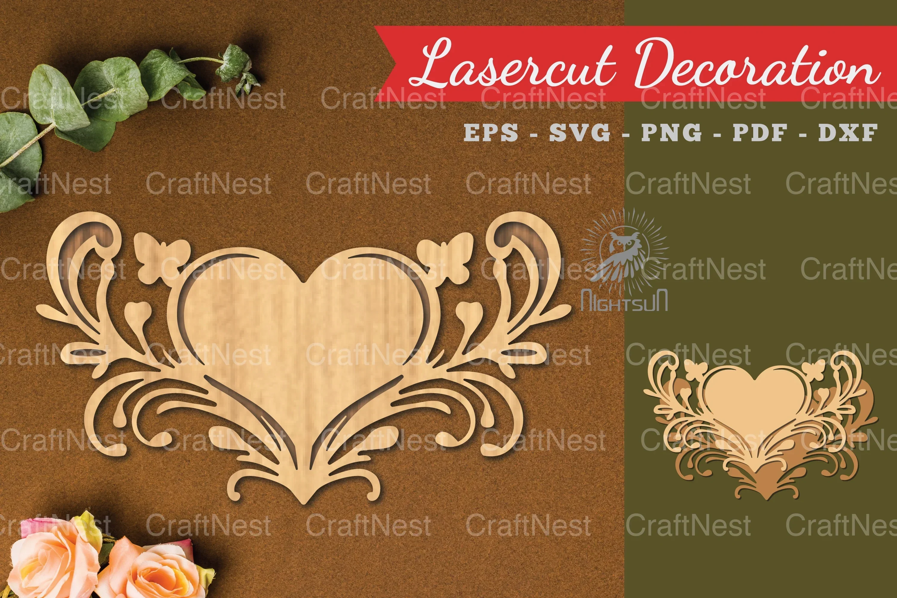 Decorative Heart Lasercut Decoration Clipart Bundle