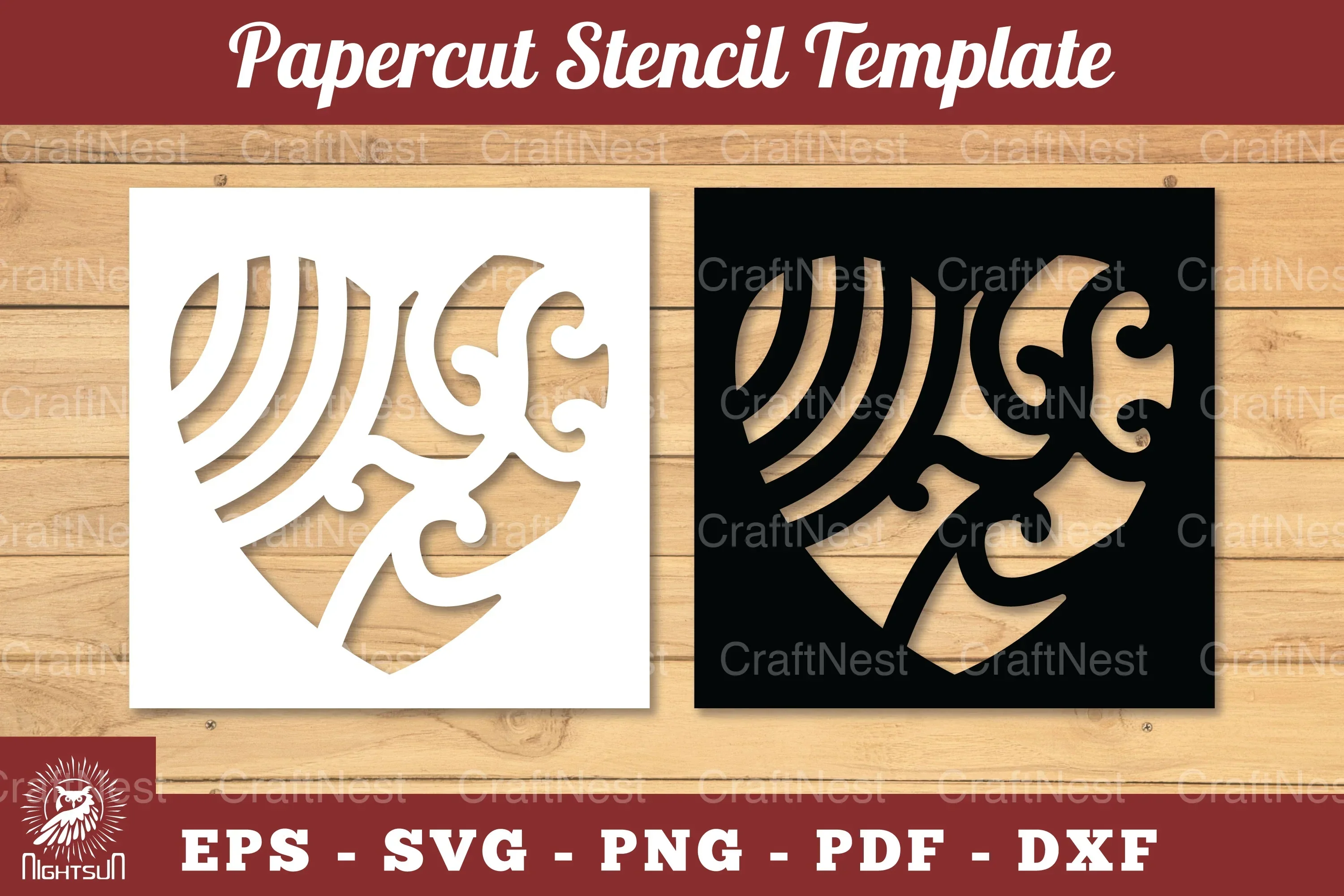 Decorative Heart Papercut Stencil Clipart Bundle