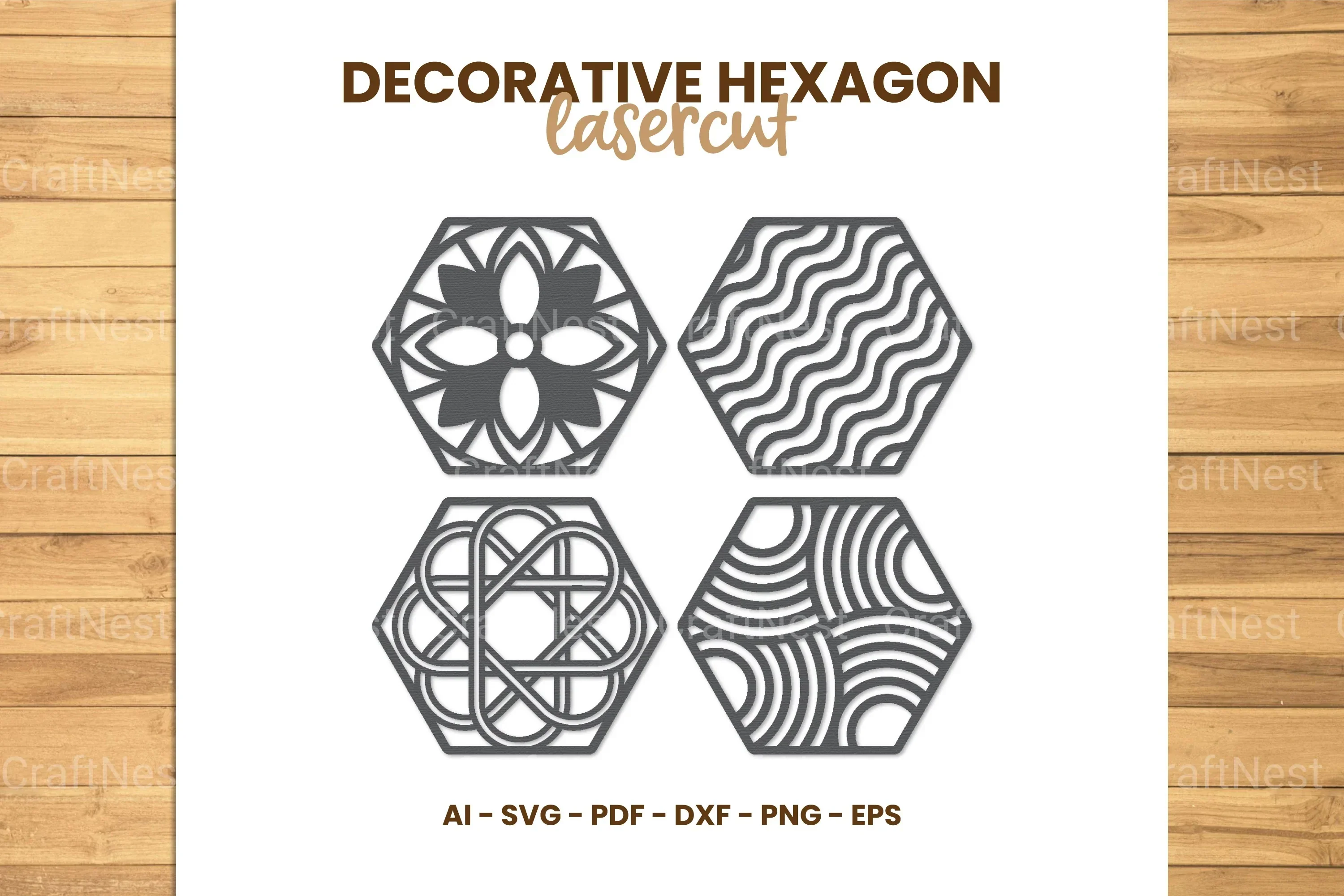Decorative Hexagon Lasercut SVG Bundle