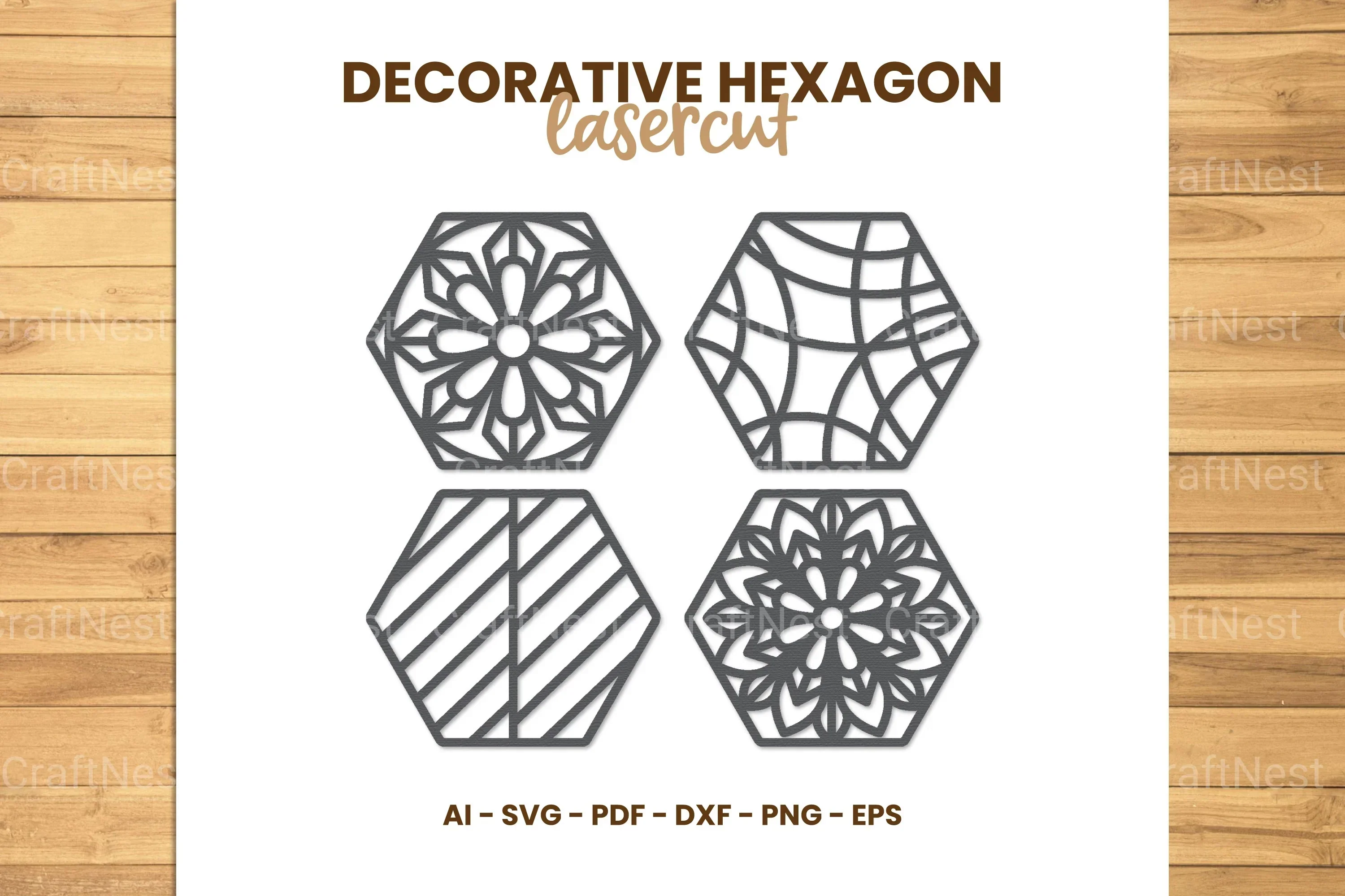 Decorative Hexagon Lasercut SVG Bundle
