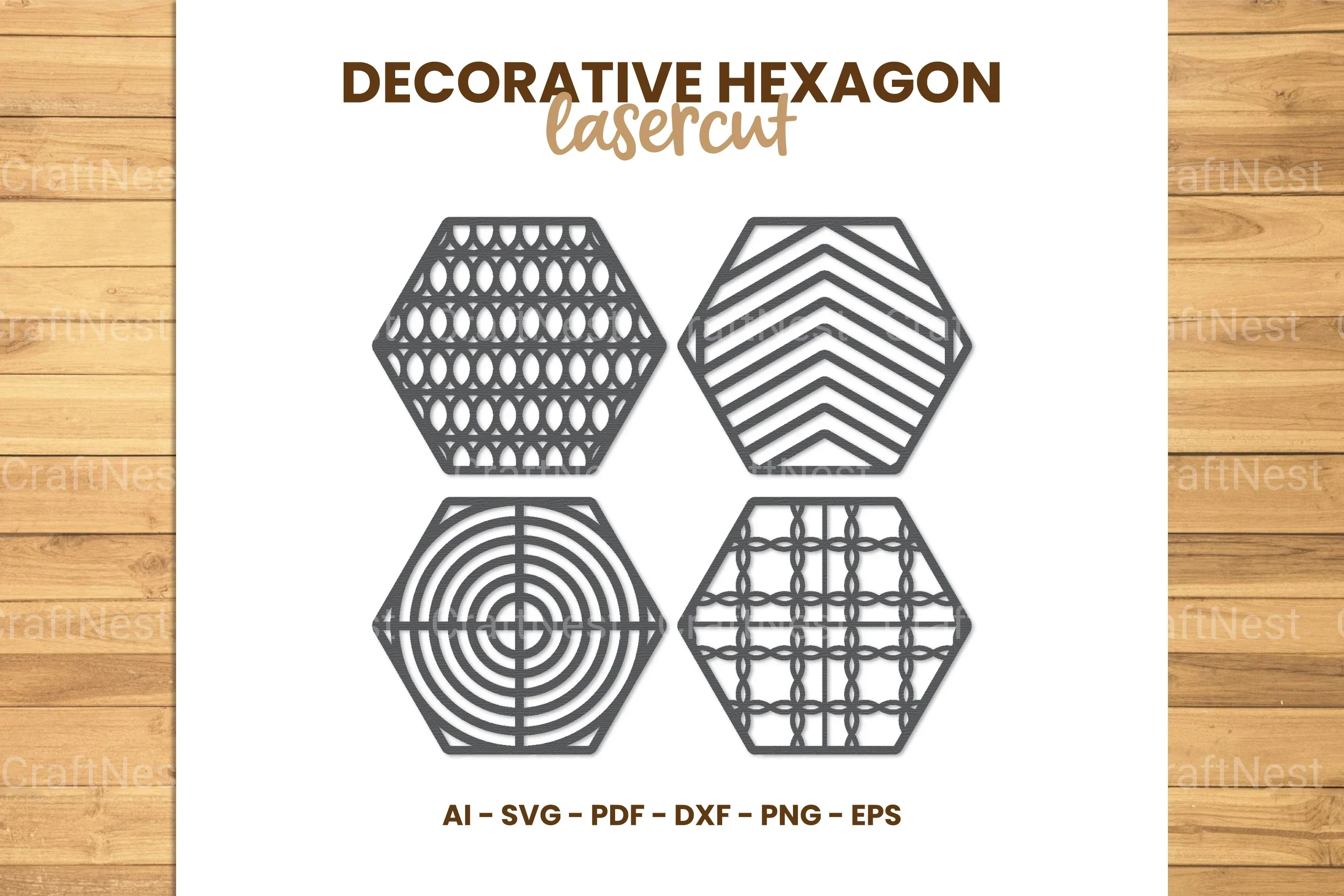 Decorative Hexagon Lasercut SVG Bundle