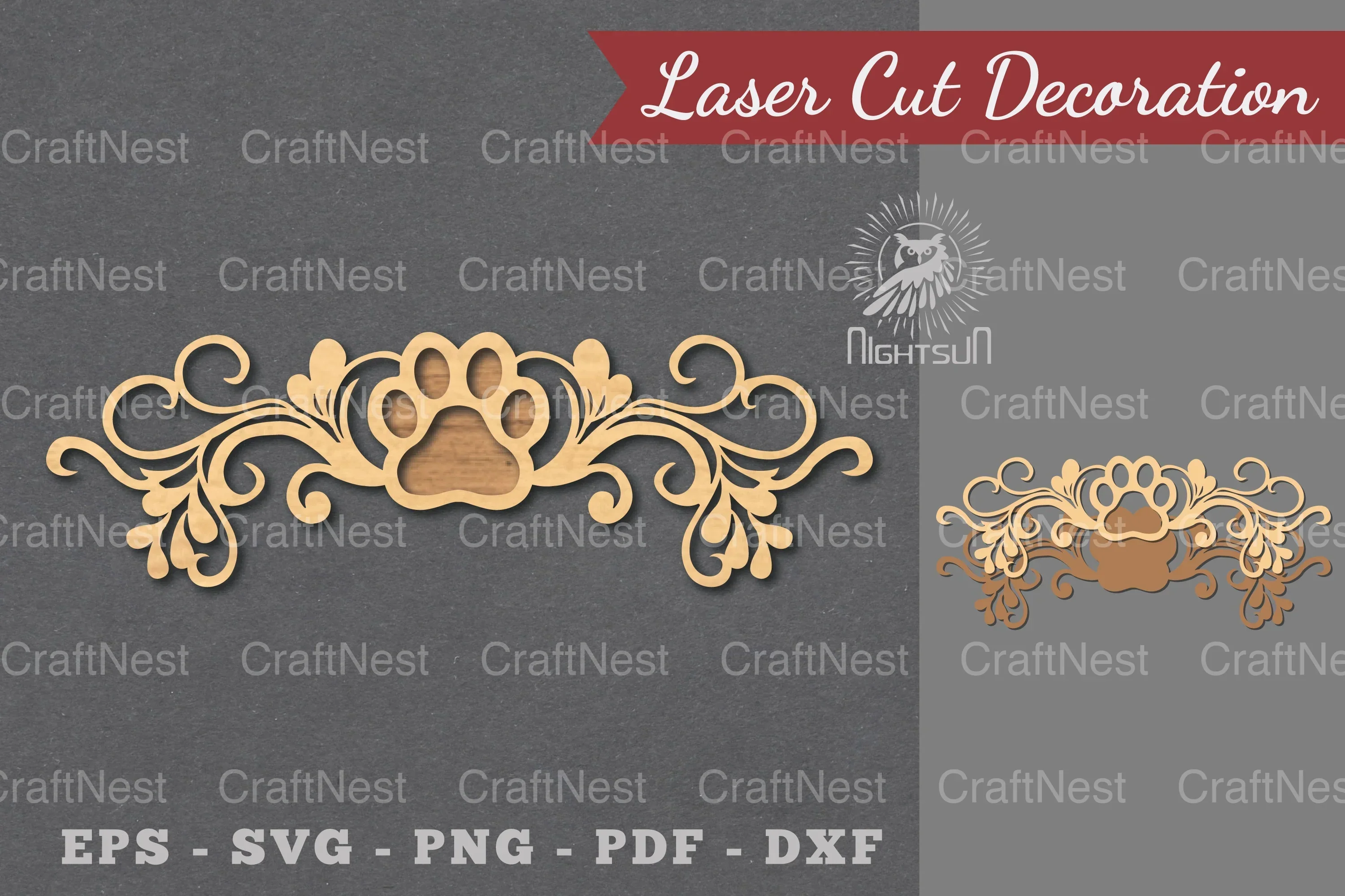 Decorative Paw Laser Cut Decoration Clipart Bundle