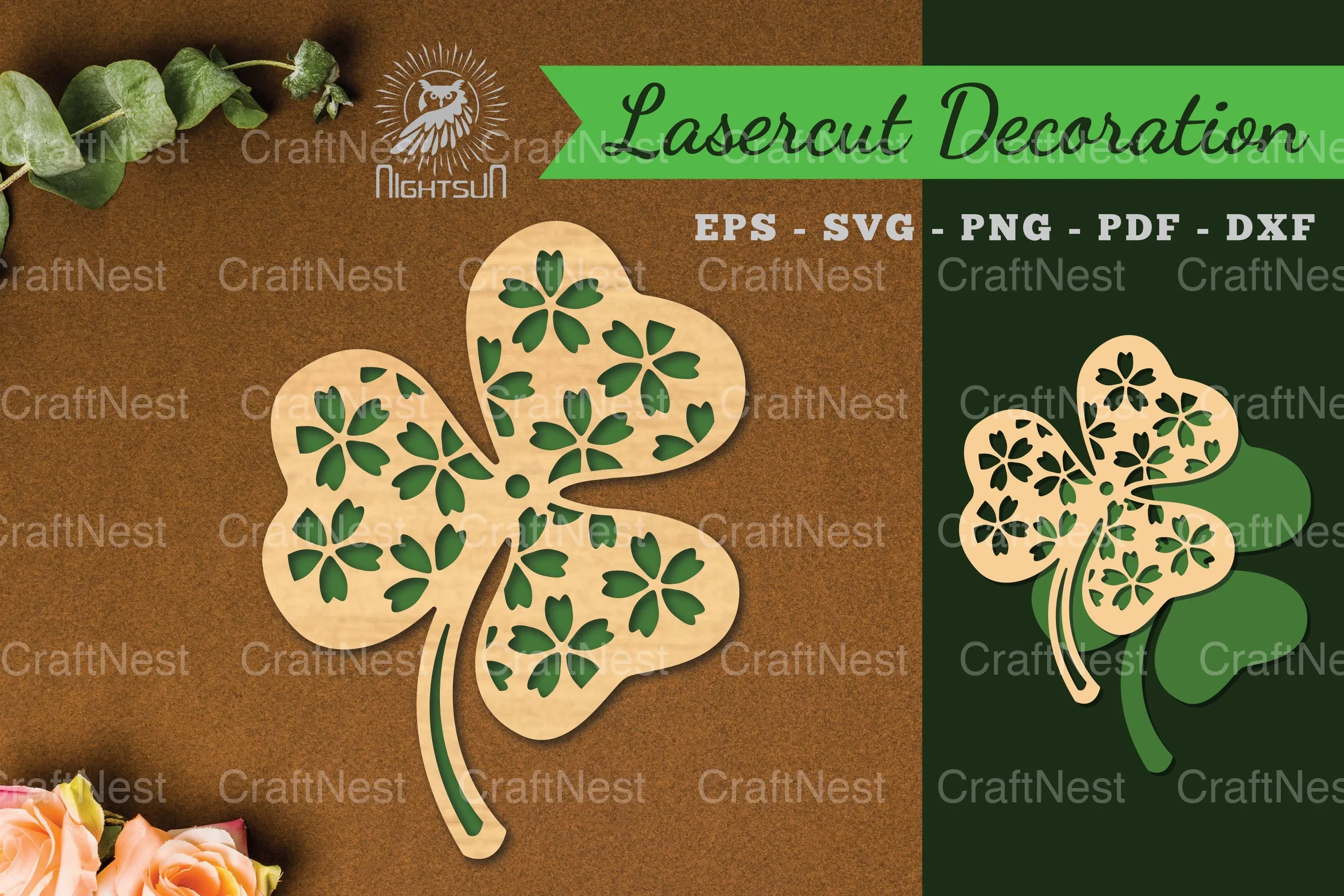 Decorative Shamrock Laser Cut Decoration Clipart Bundle