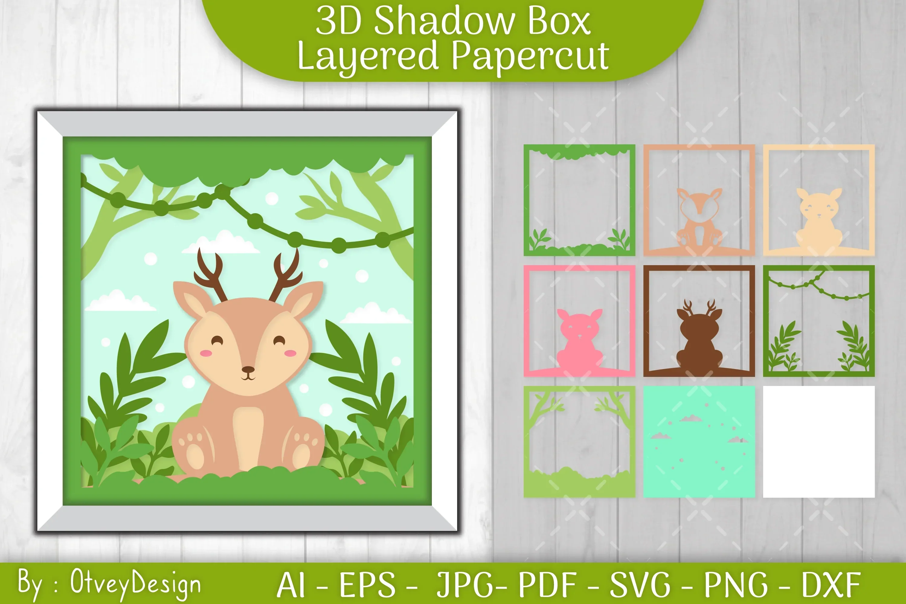 Deer Animals Shadow Box Layered Papercut SVG Bundle - Image 2