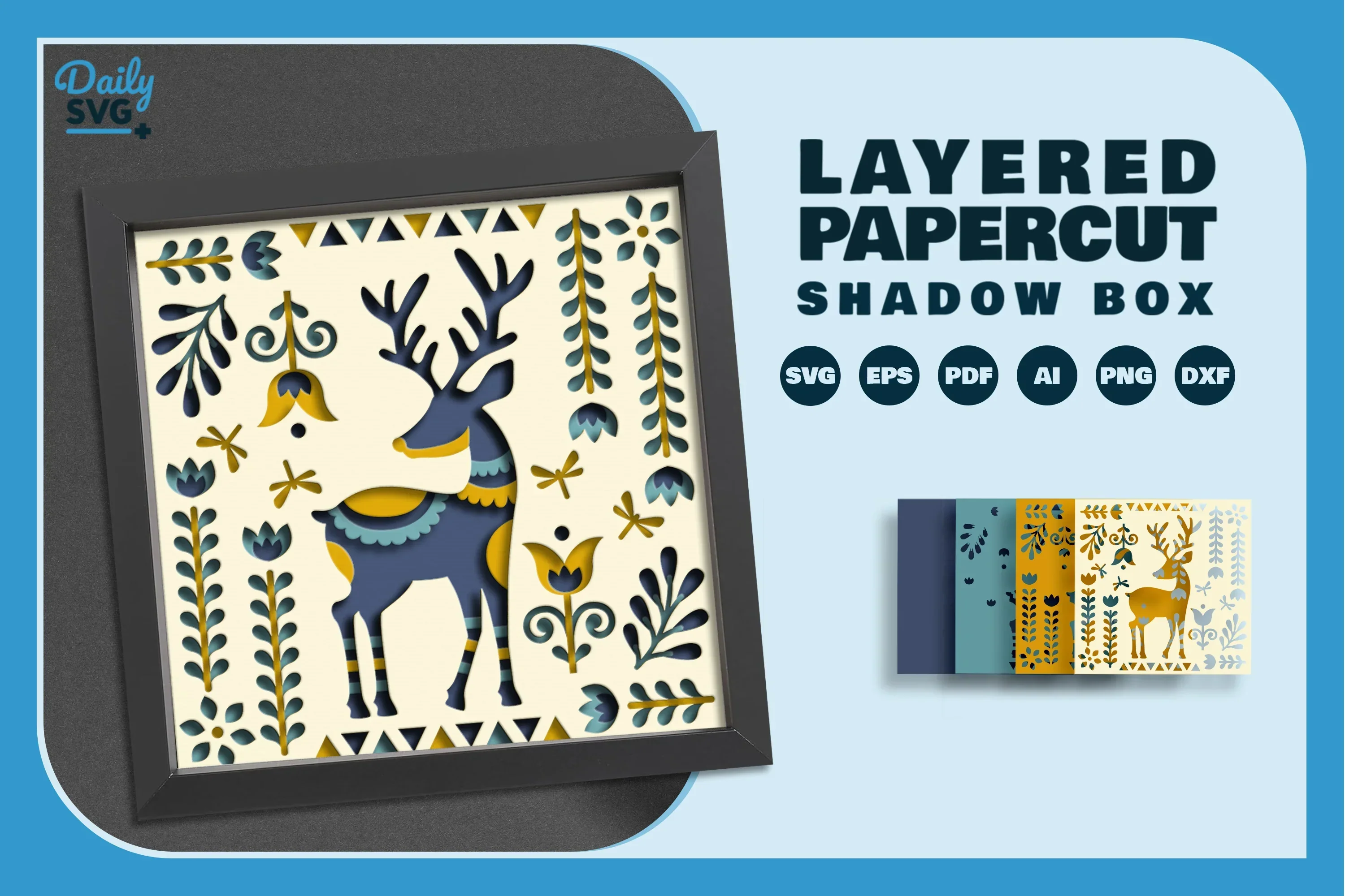 Deer Folk Art Papercut SVG Bundle - Image 2