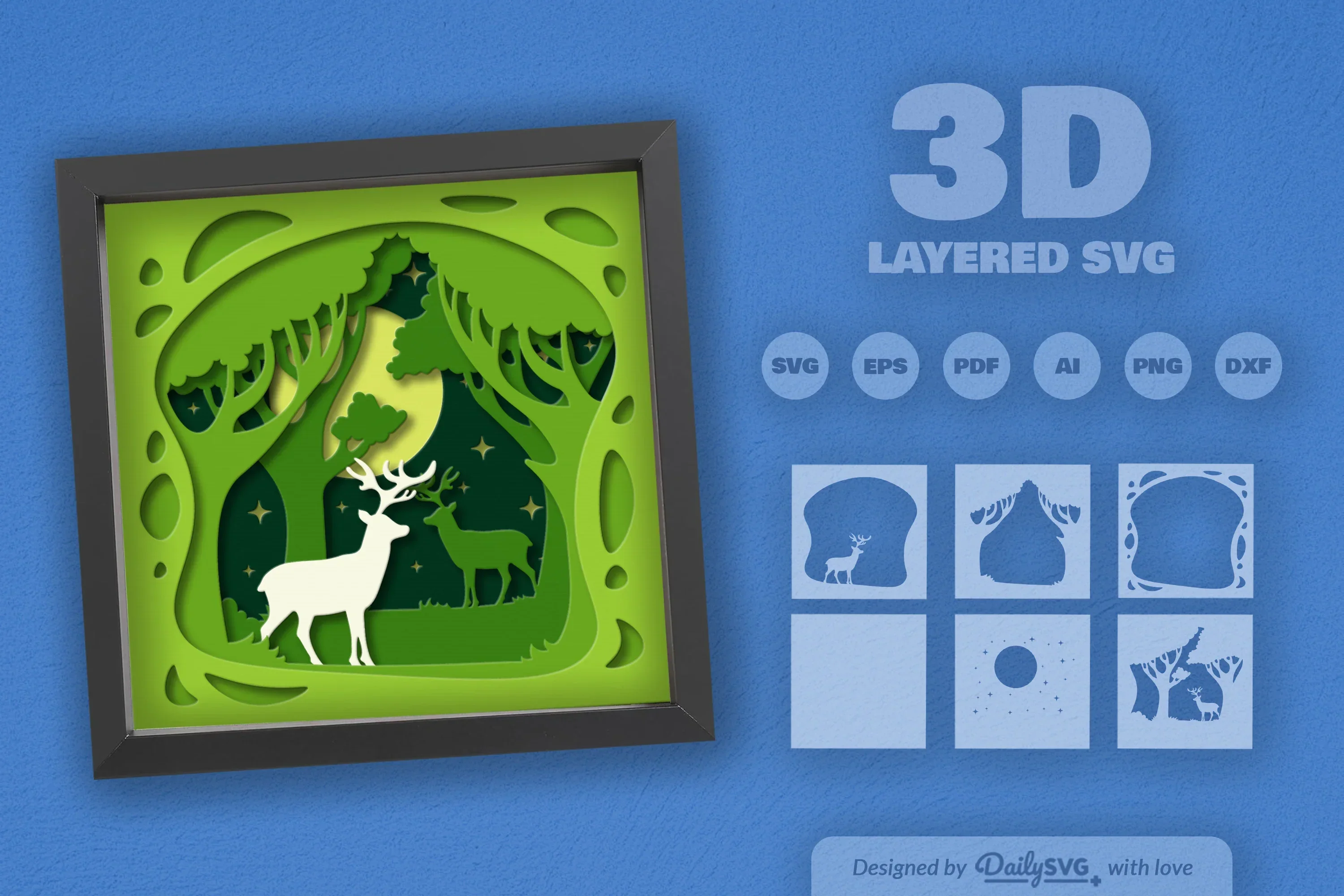 Deer in Rainforest Papercut SVG Bundle - Image 2