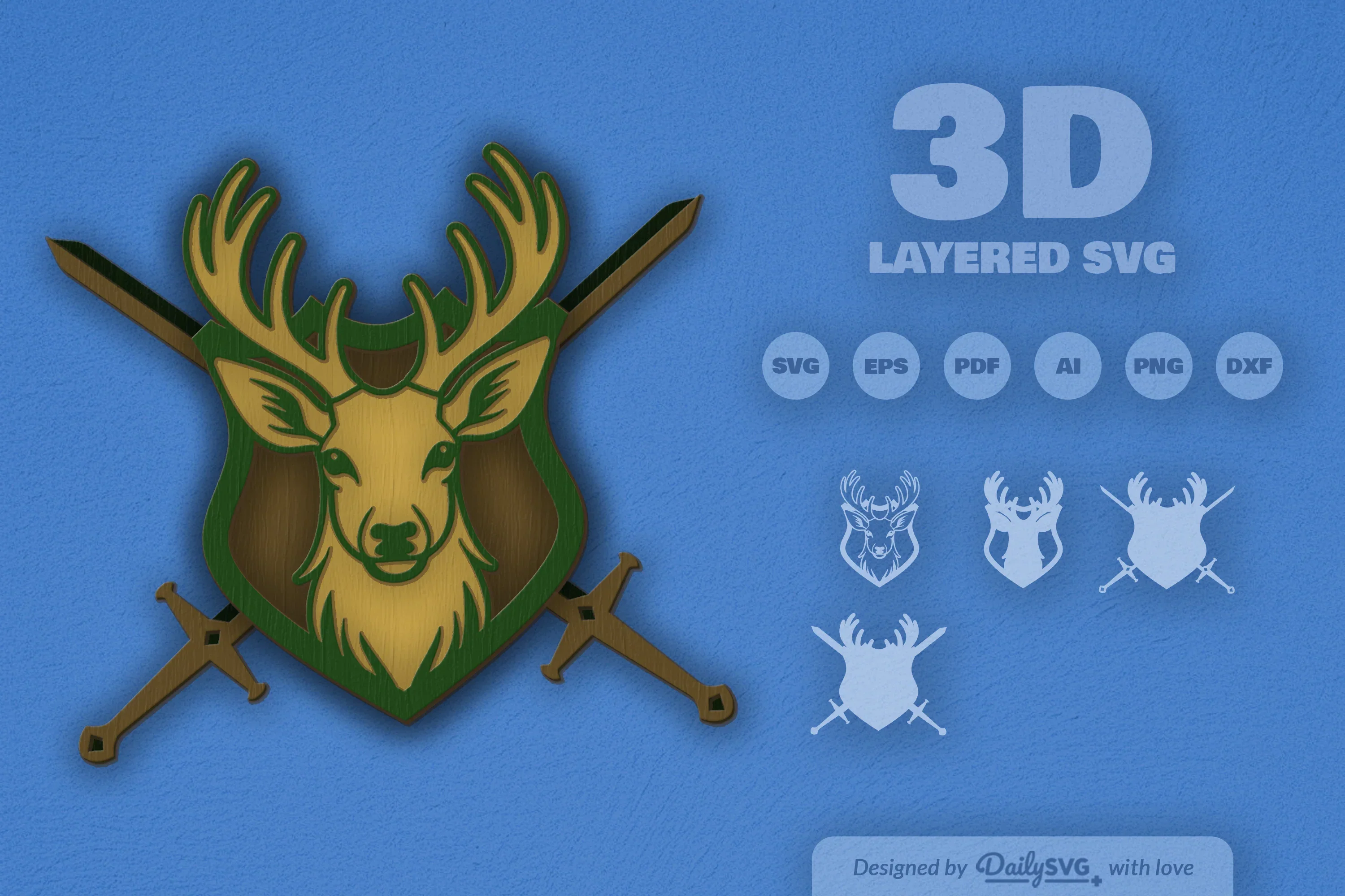 Deer Shield Laser Cut SVG Bundle - Image 2