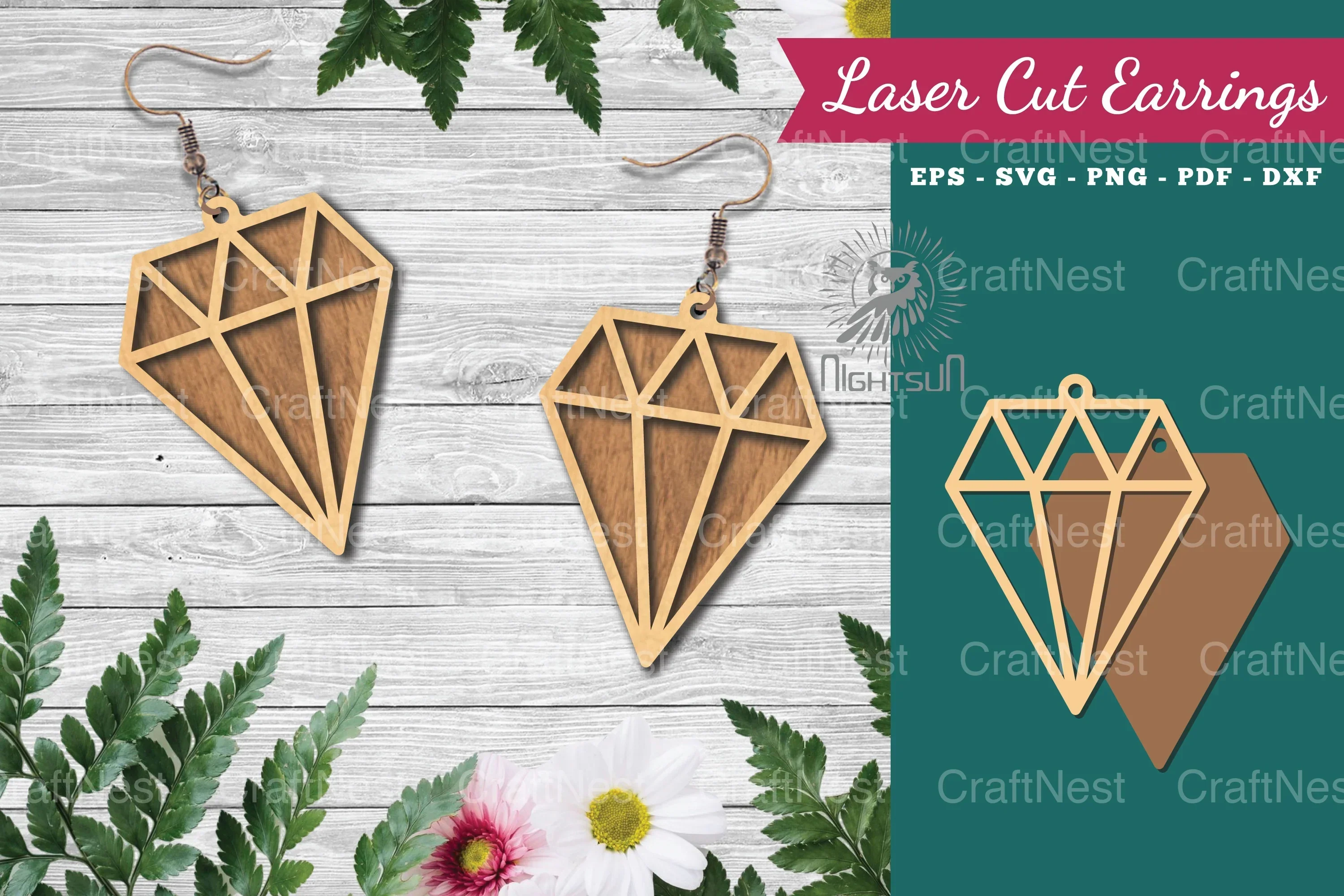 Diamond Laser Cut Earrings Clipart Bundle