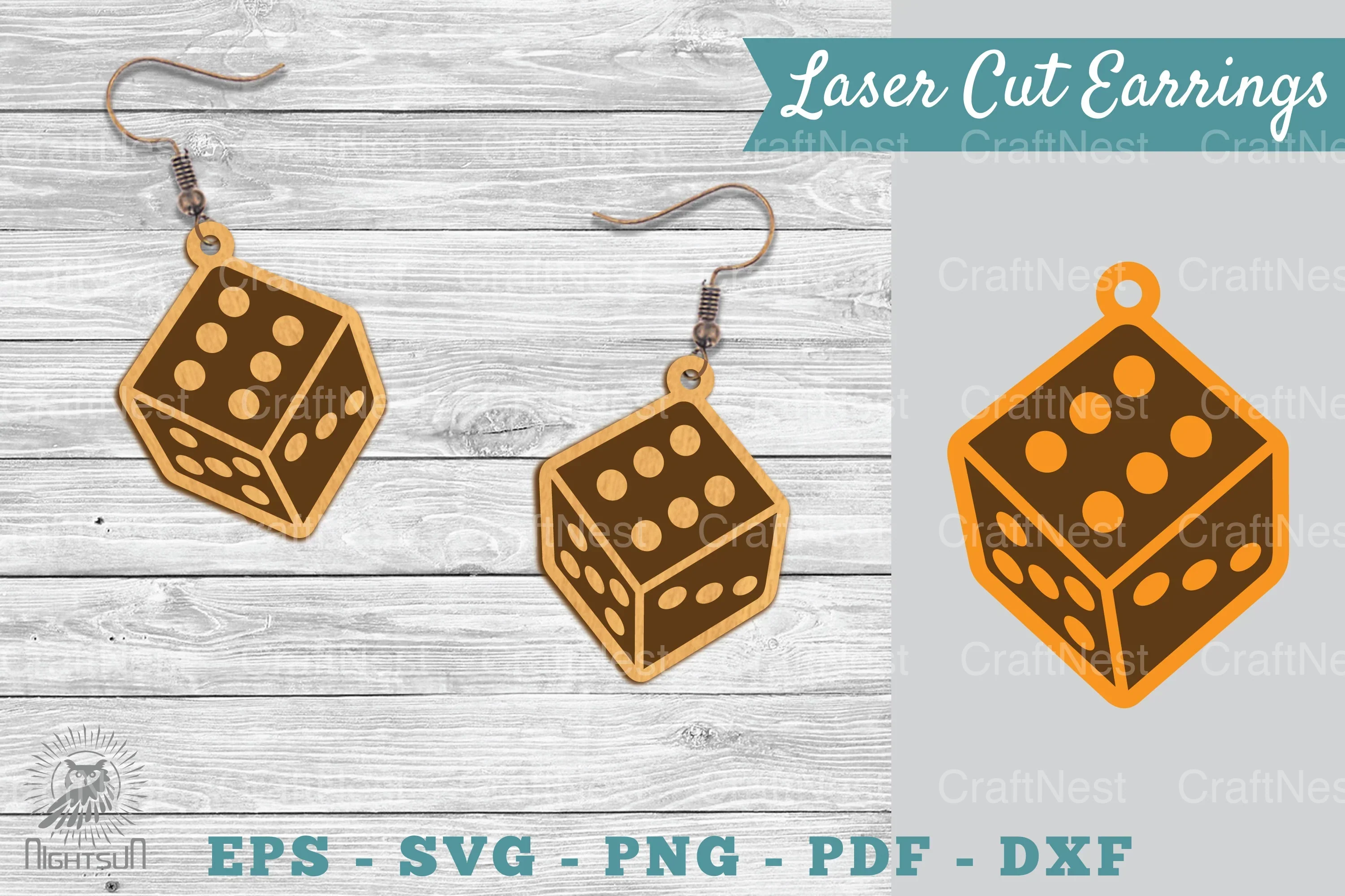 Dice Laser Cut Earrings SVG Bundle