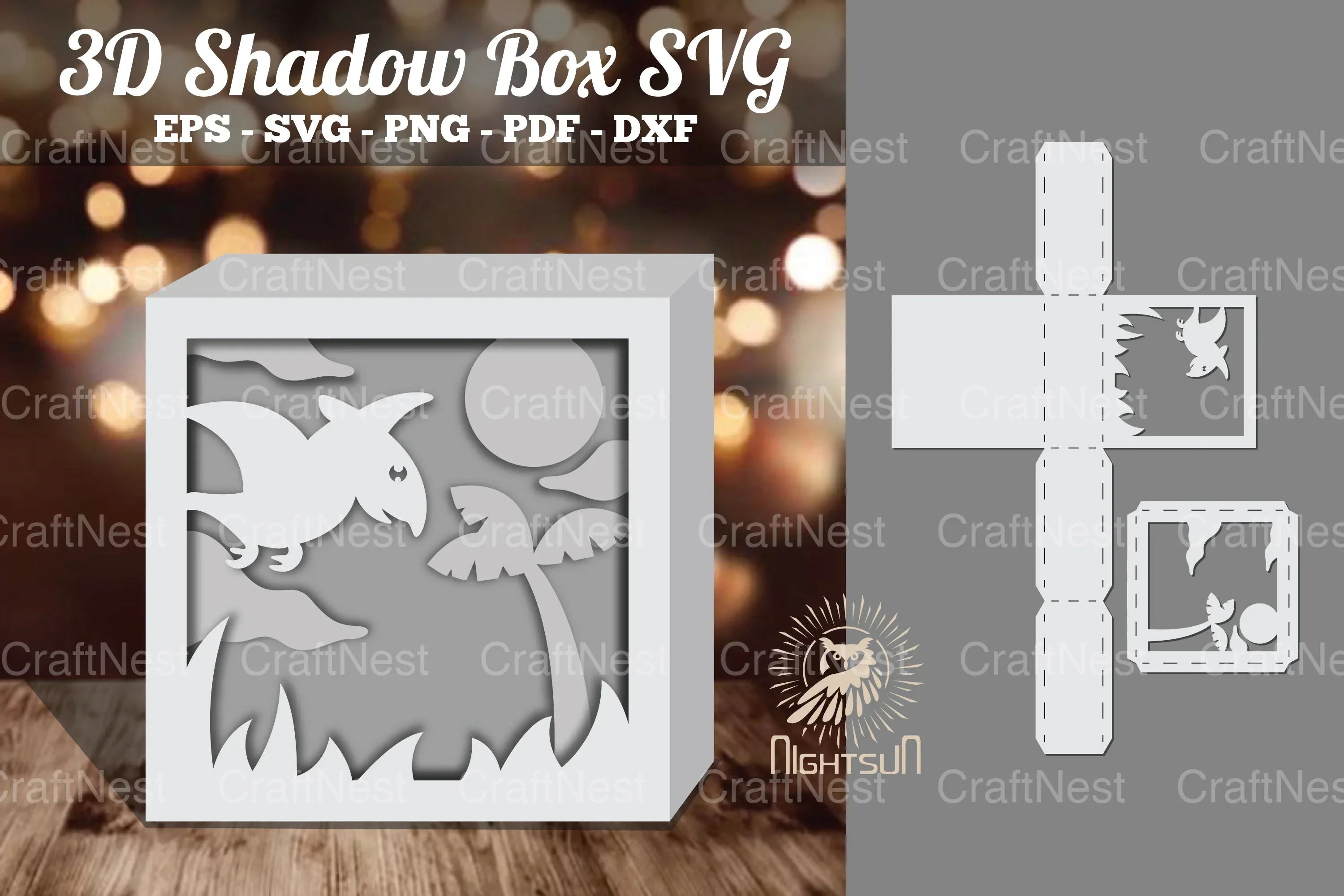 Dinosaur 3D Papercut Shadow Box SVG Bundle