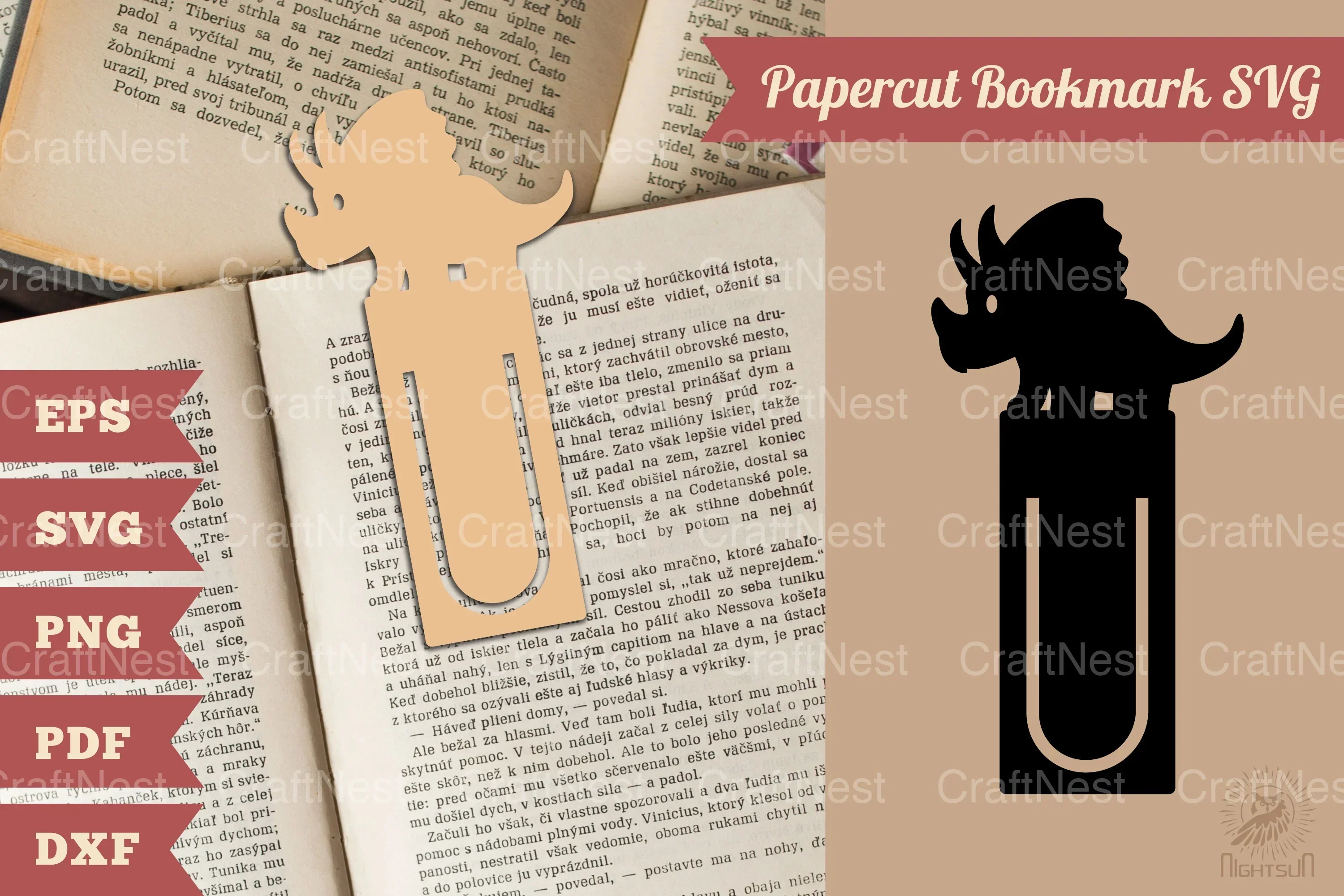 Dinosaur Papercut Bookmark SVG Bundle