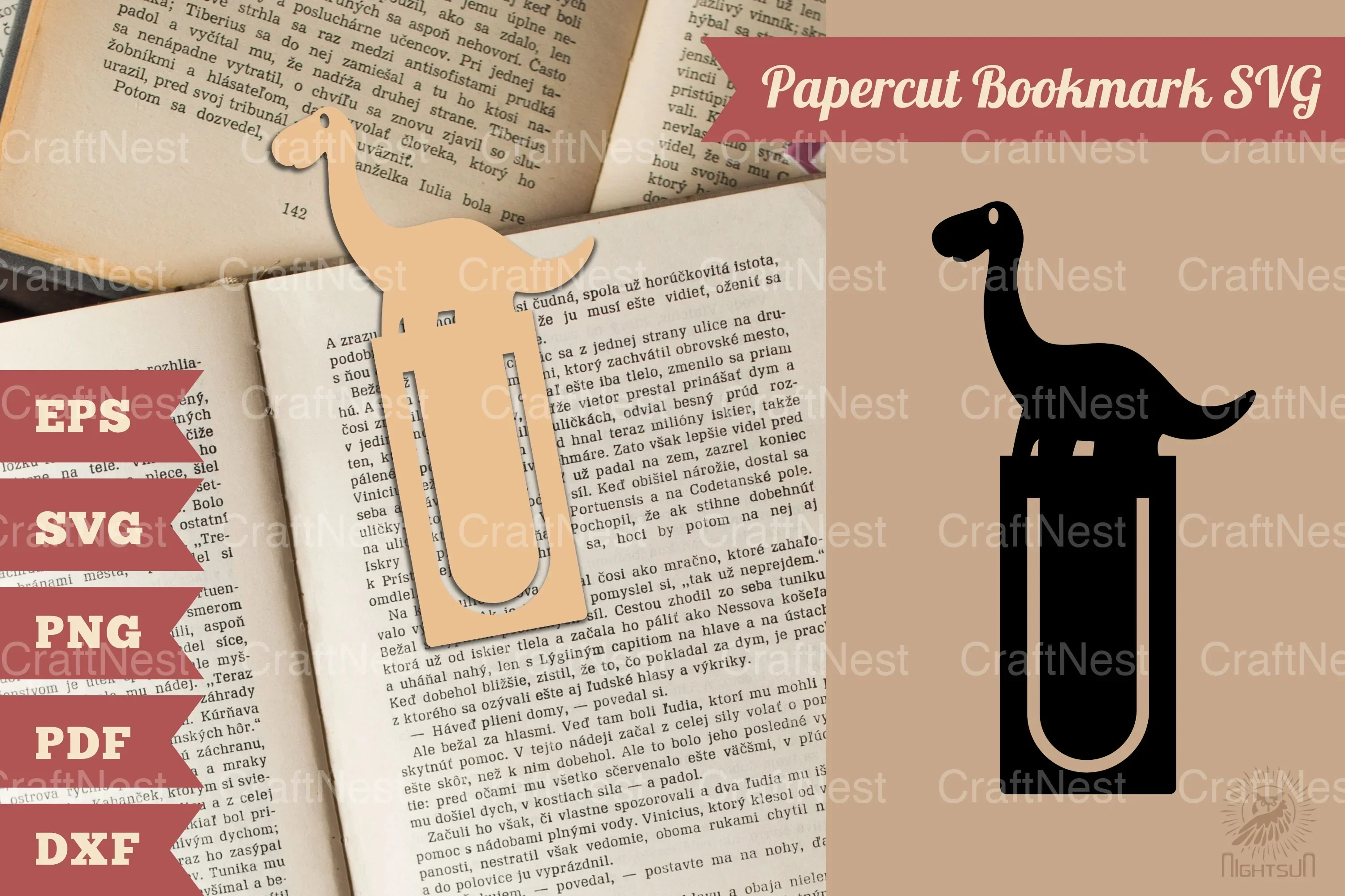 Dinosaur Papercut Bookmark SVG Bundle