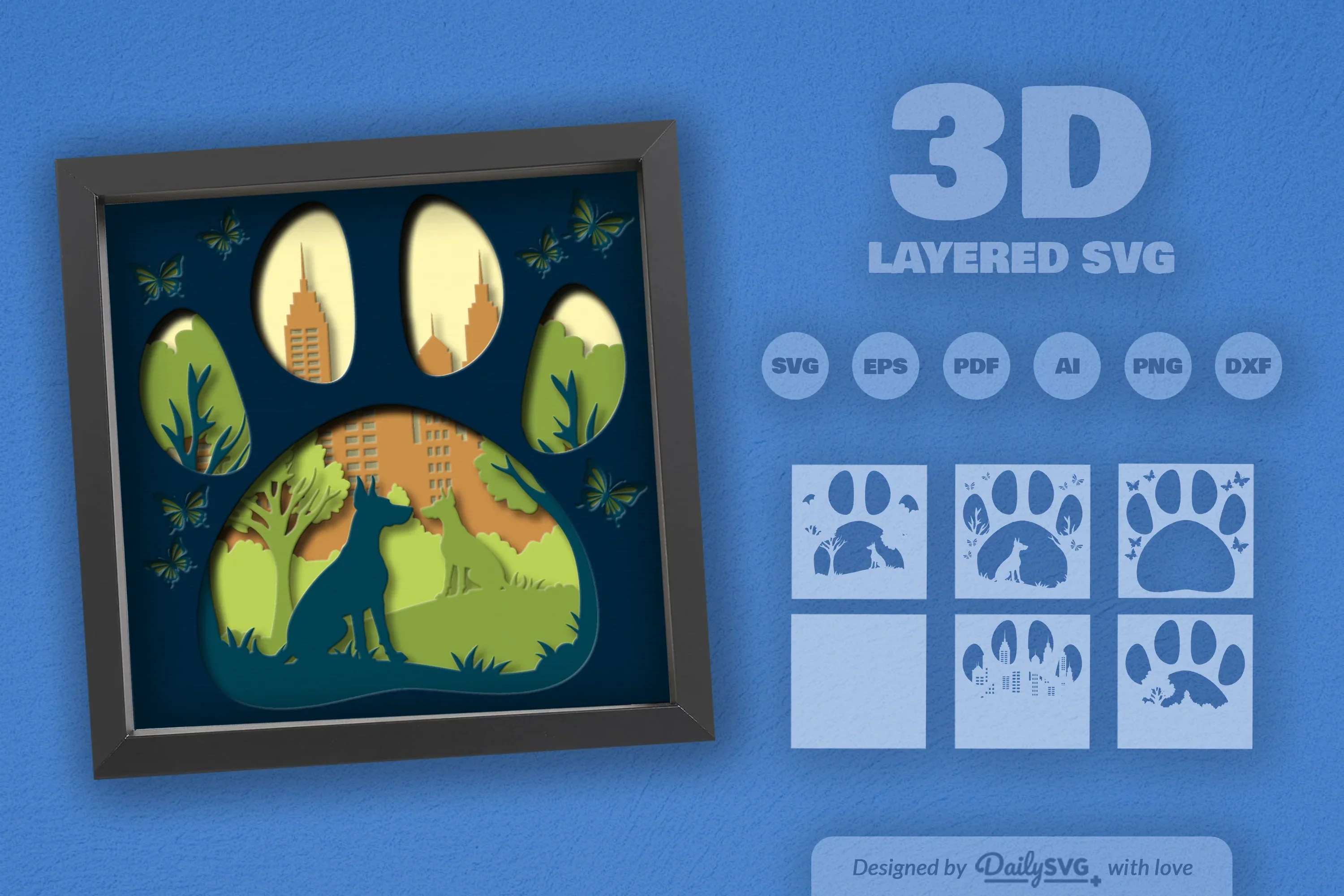 Doberman Pinscher Park Papercut SVG Bundle - Image 2