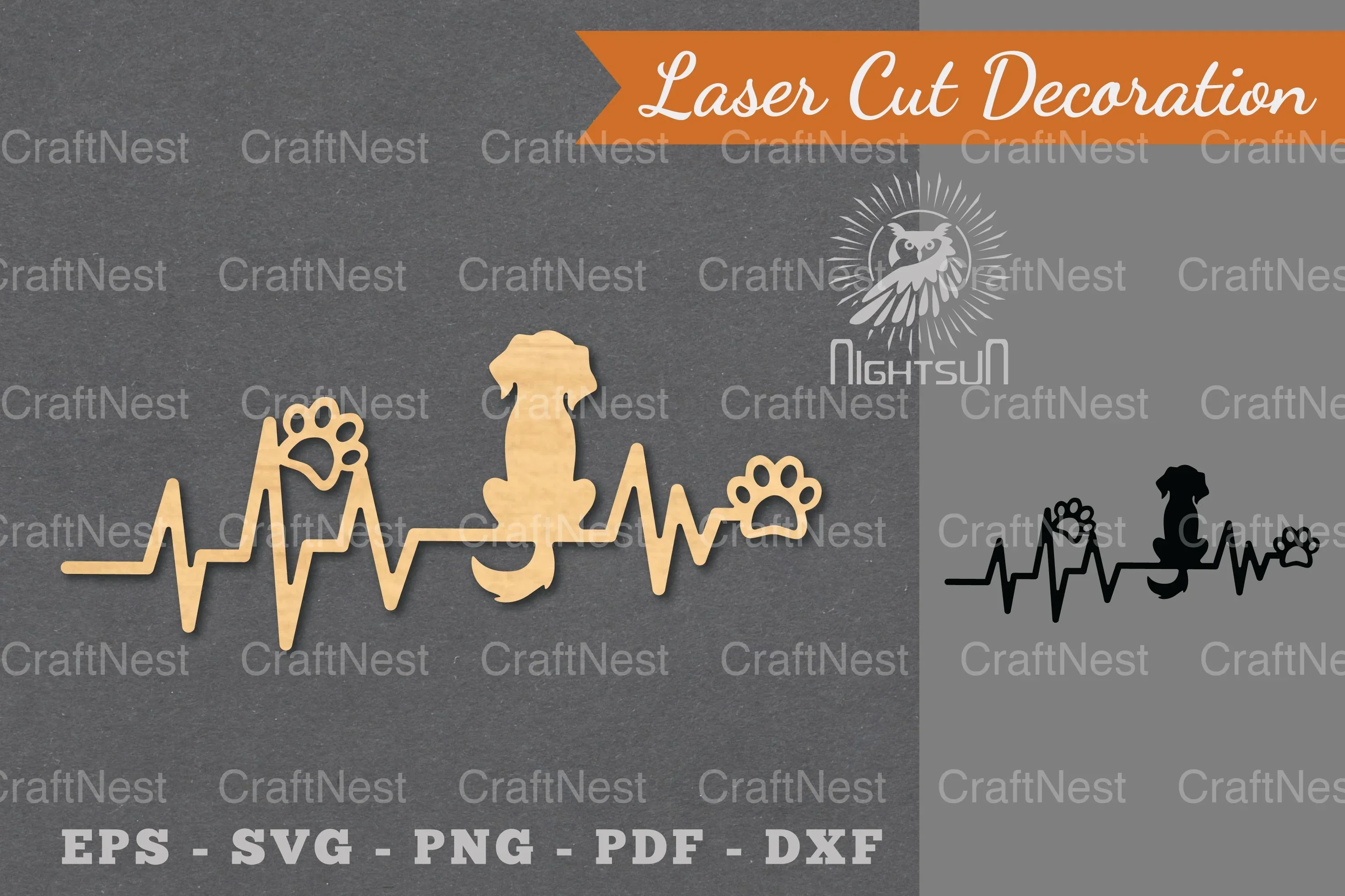 Dog Heartbeat Laser Cut Decoration Clipart Bundle