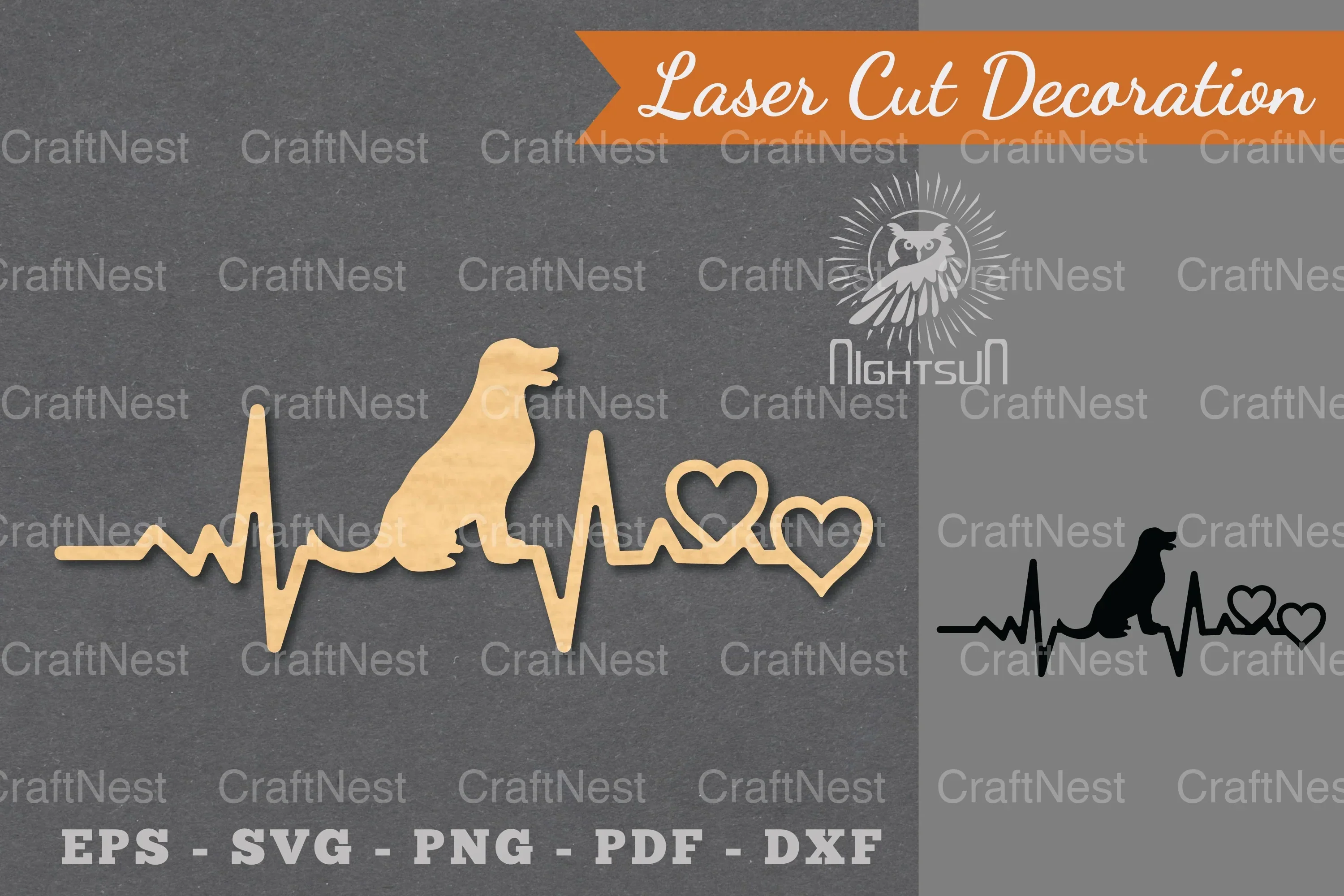Dog Heartbeat Laser Cut Decoration Clipart Bundle