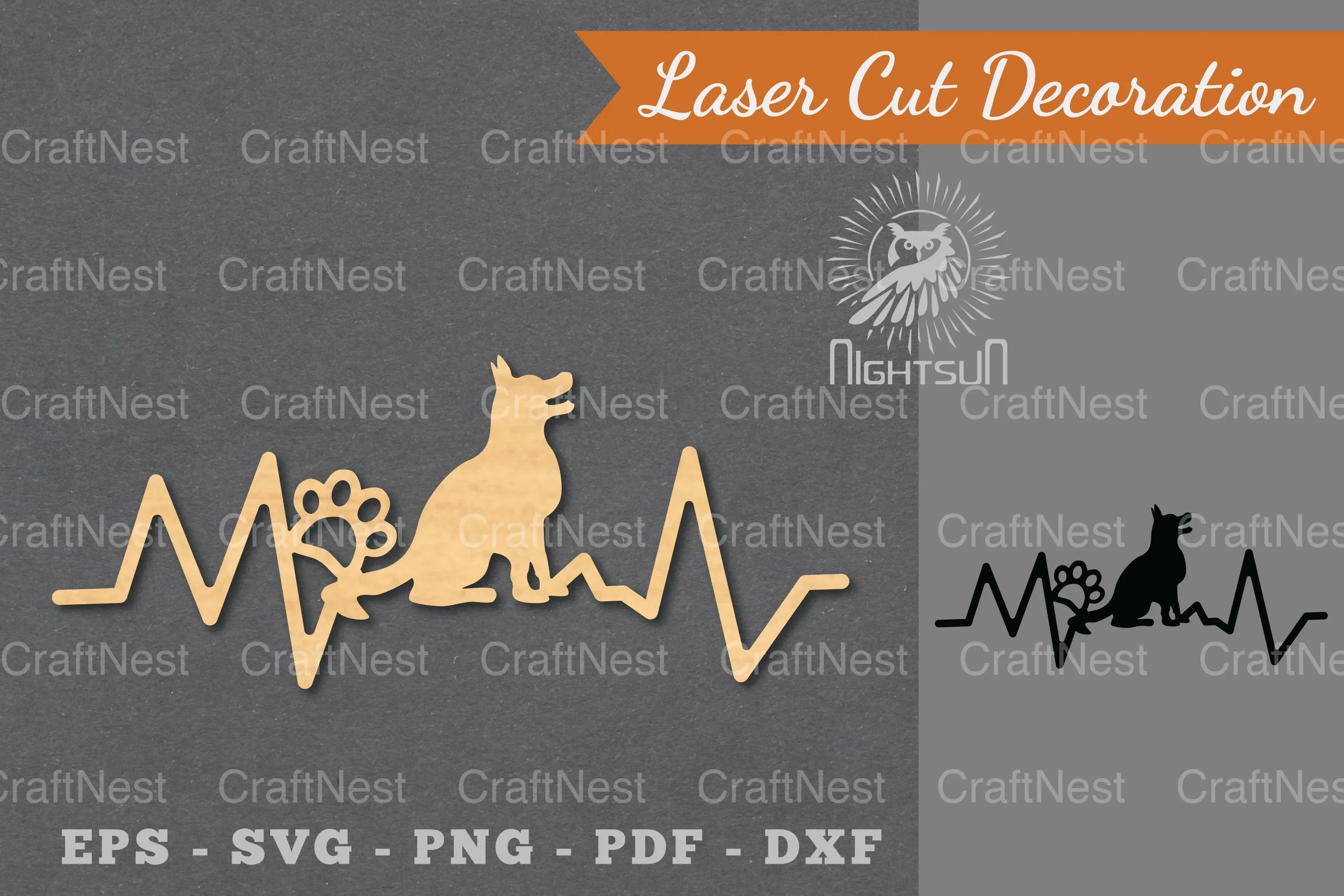 Dog Heartbeat Laser Cut Decoration Clipart Bundle