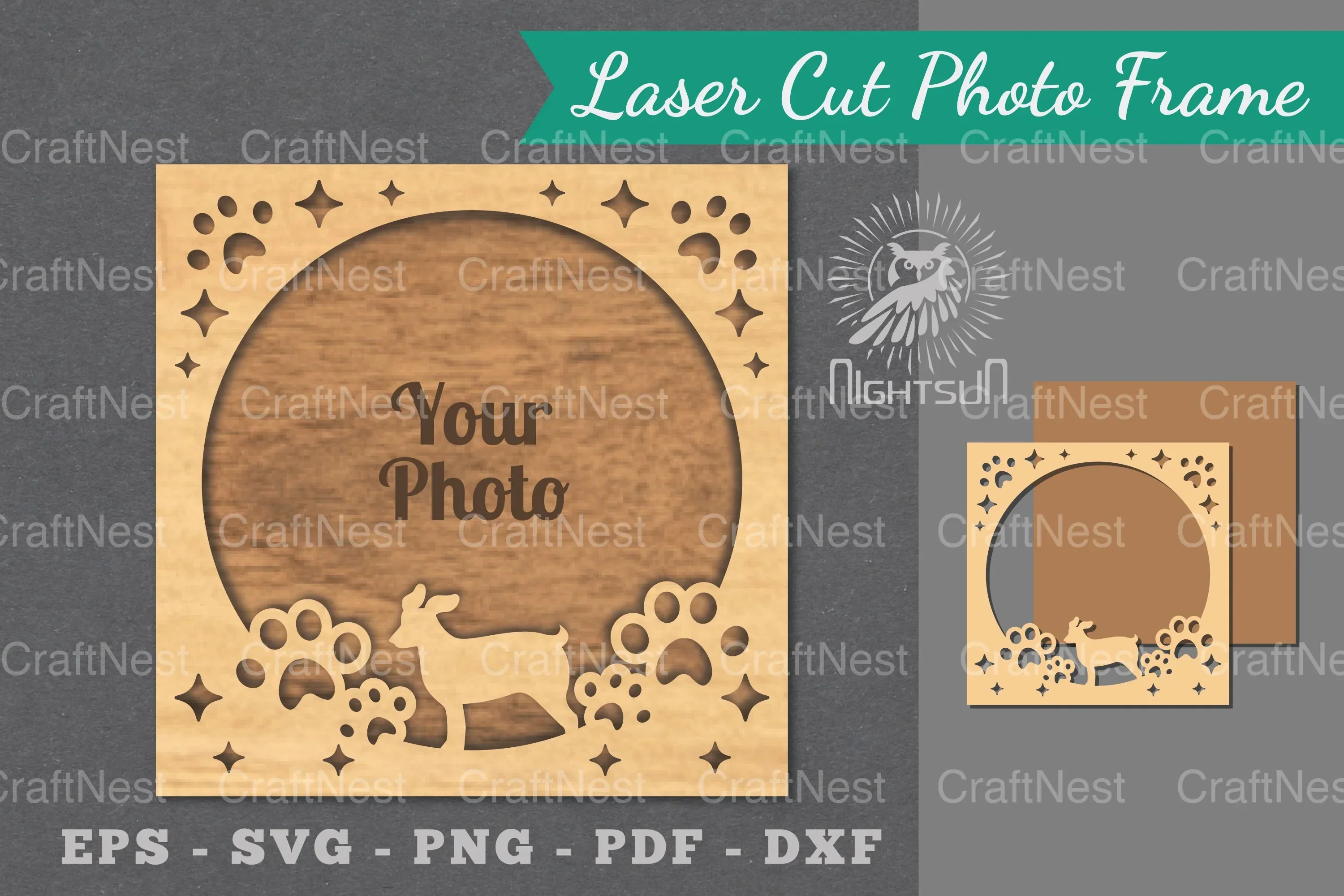 Dog Laser Cut Photo Frame Clipart Bundle