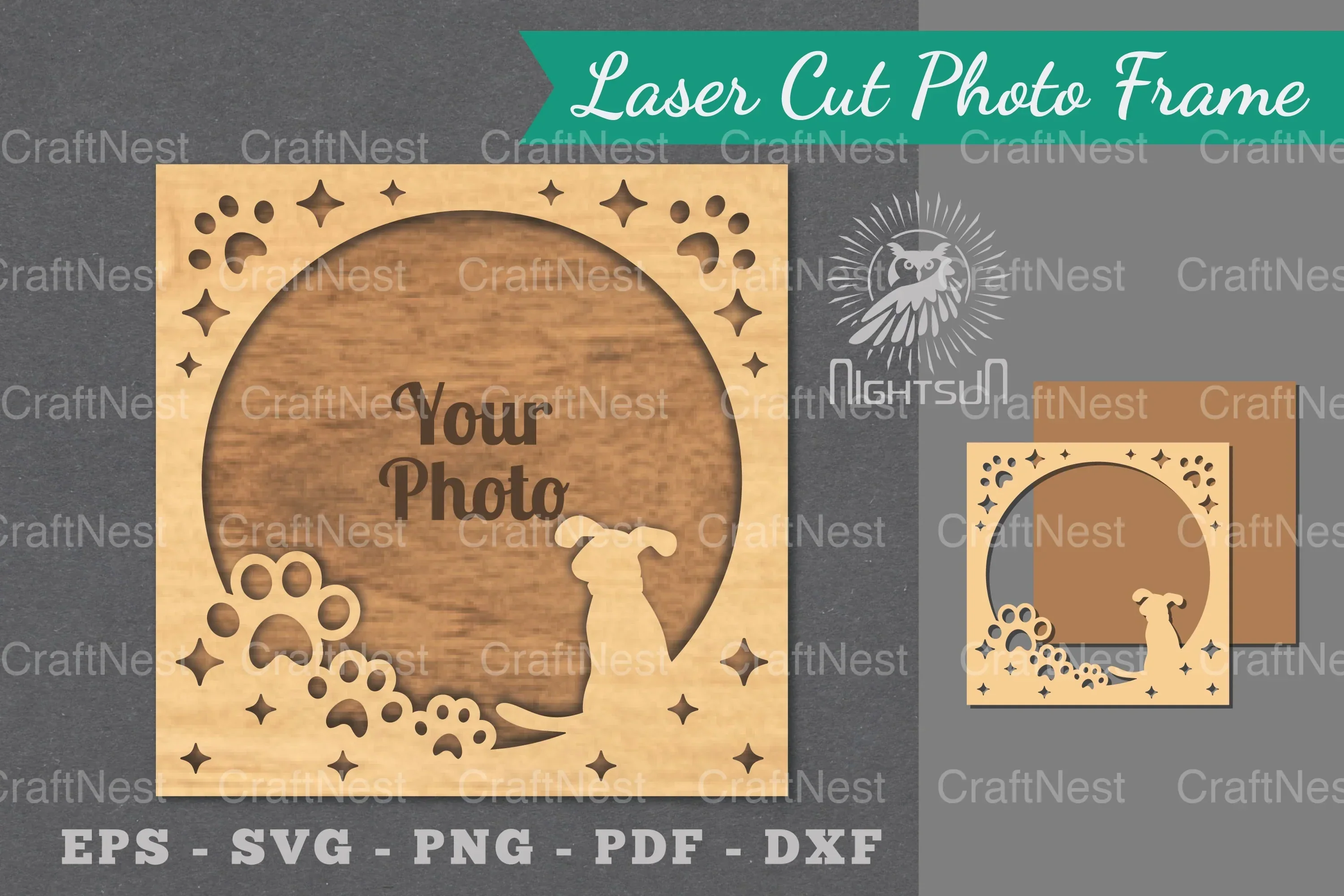 Dog Laser Cut Photo Frame Clipart Bundle