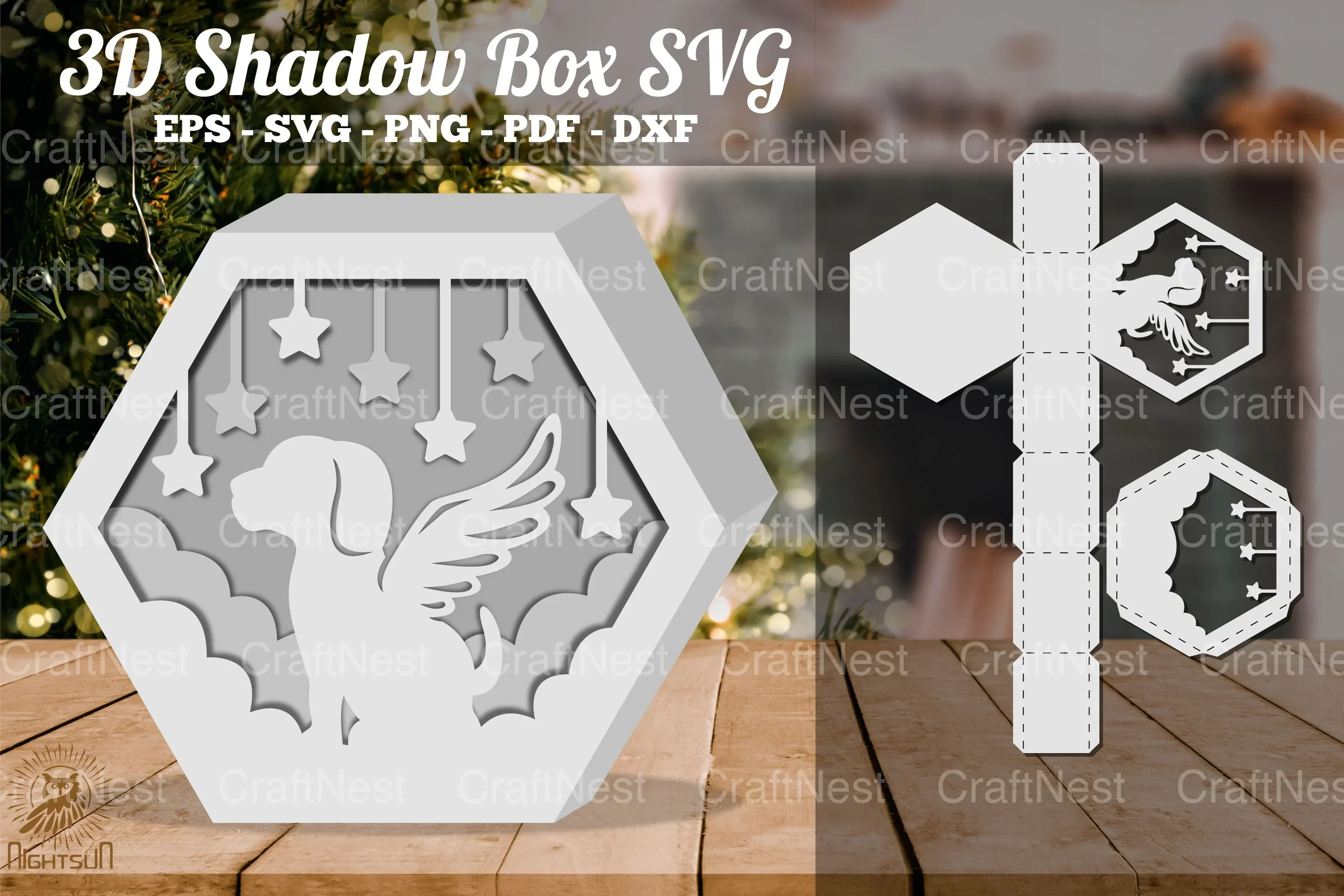 Dog Memorial 3D Shadow Box Clipart Bundle